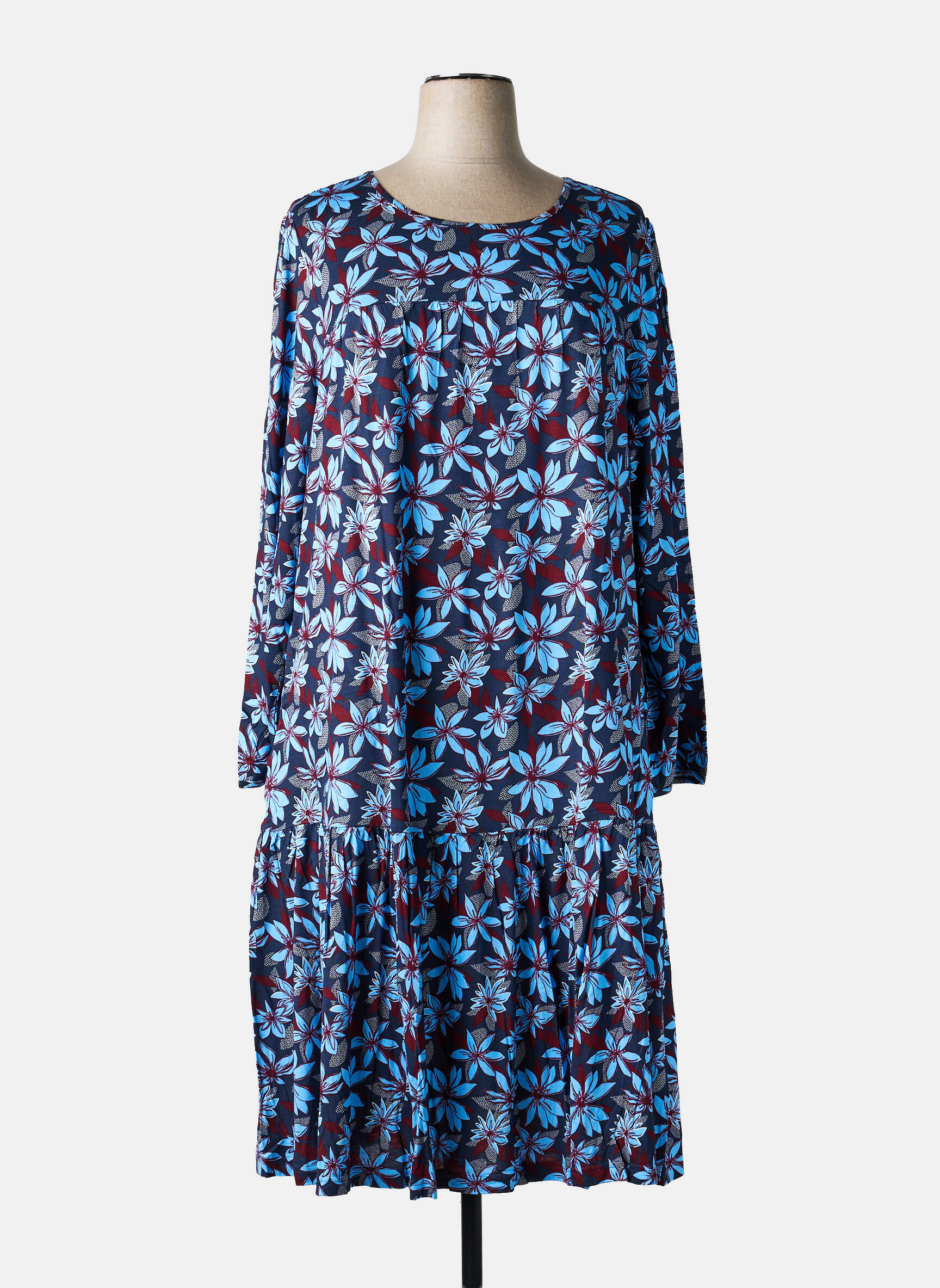 Robe longue manches longues manches longues bleu SHEEGO femme