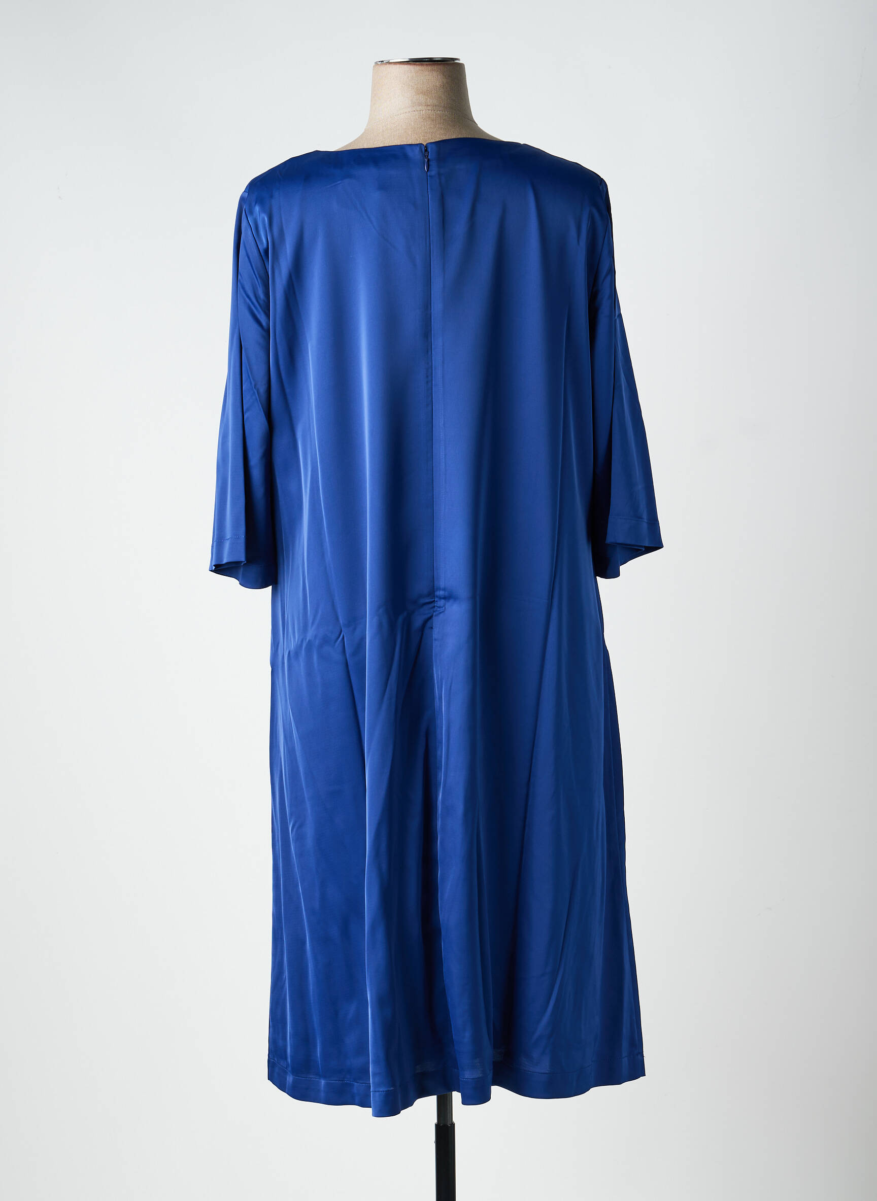Robe mi-longue coupe fluide manches longues bleu SHEEGO femme