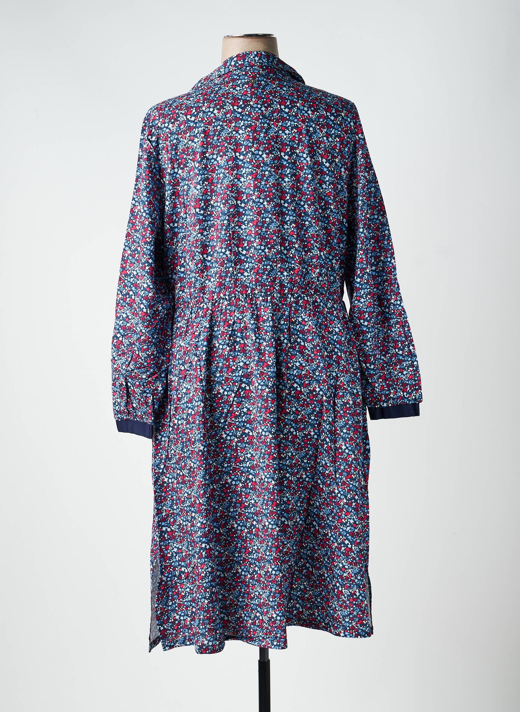 Robe mi-longue coupe fluide manches longues bleu SHEEGO femme