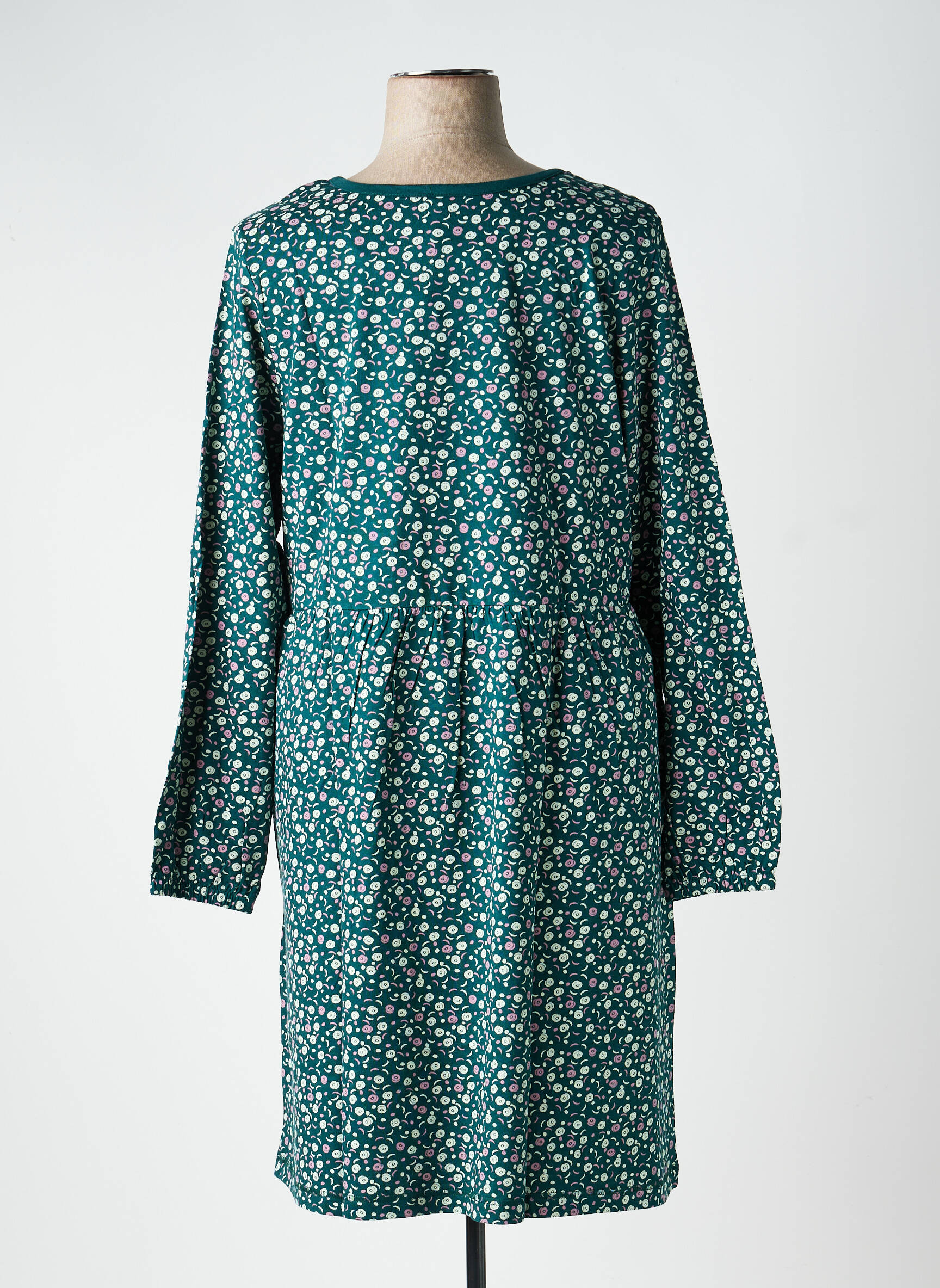 Robe mi-longue coupe fluide manches longues vert SHEEGO femme