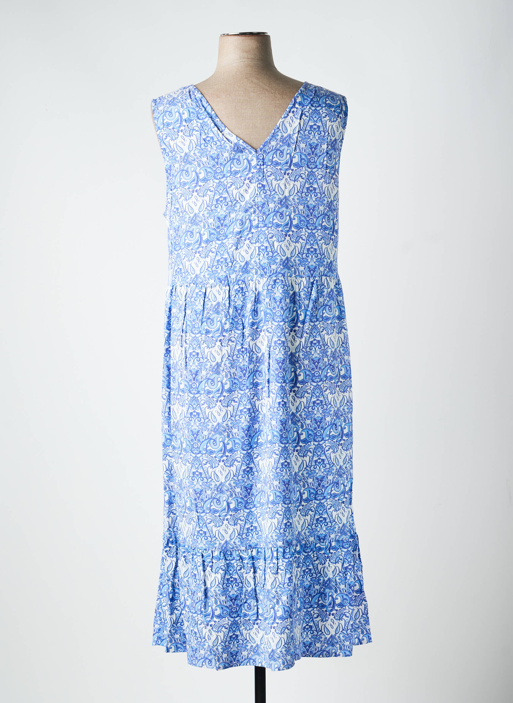 Robe longue coupe évasée sans manche bleu SHEEGO femme