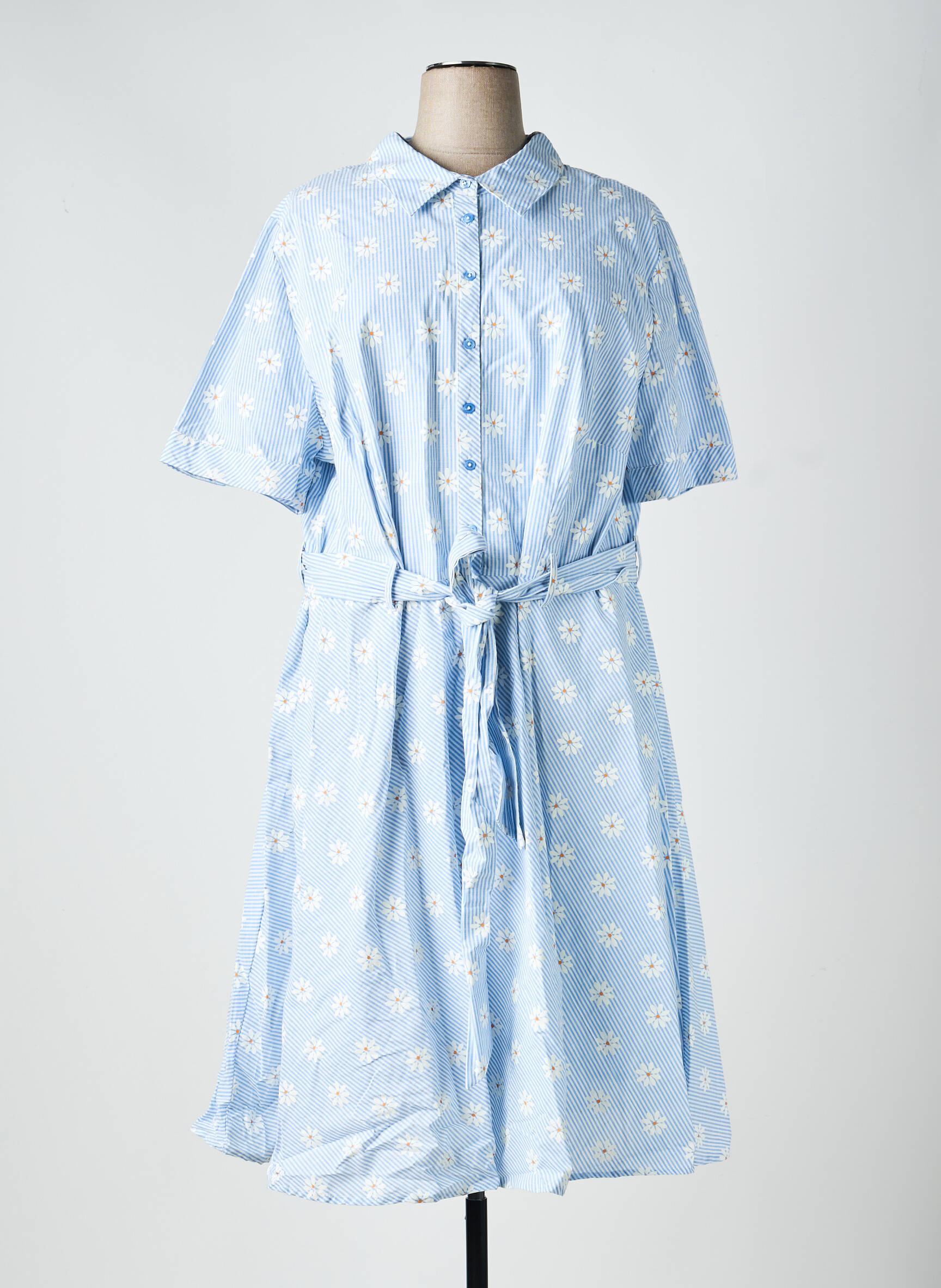Robe mi-longue manches courtes manches courtes bleu SHEEGO femme