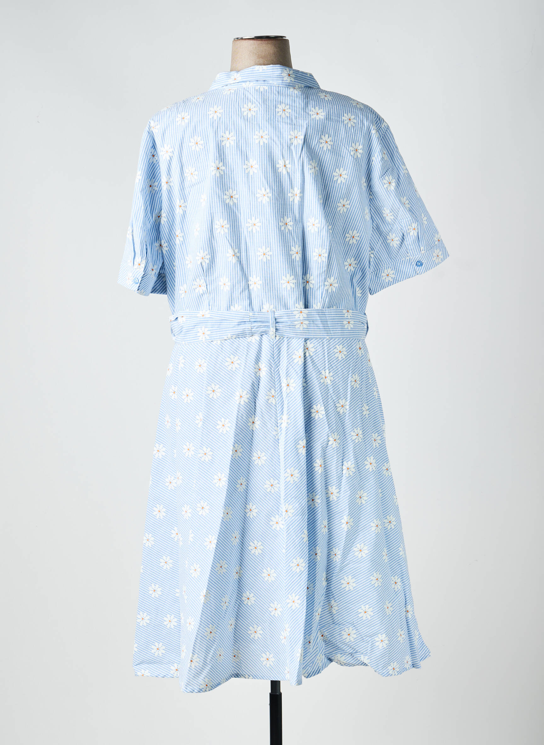 Robe mi-longue manches courtes manches courtes bleu SHEEGO femme