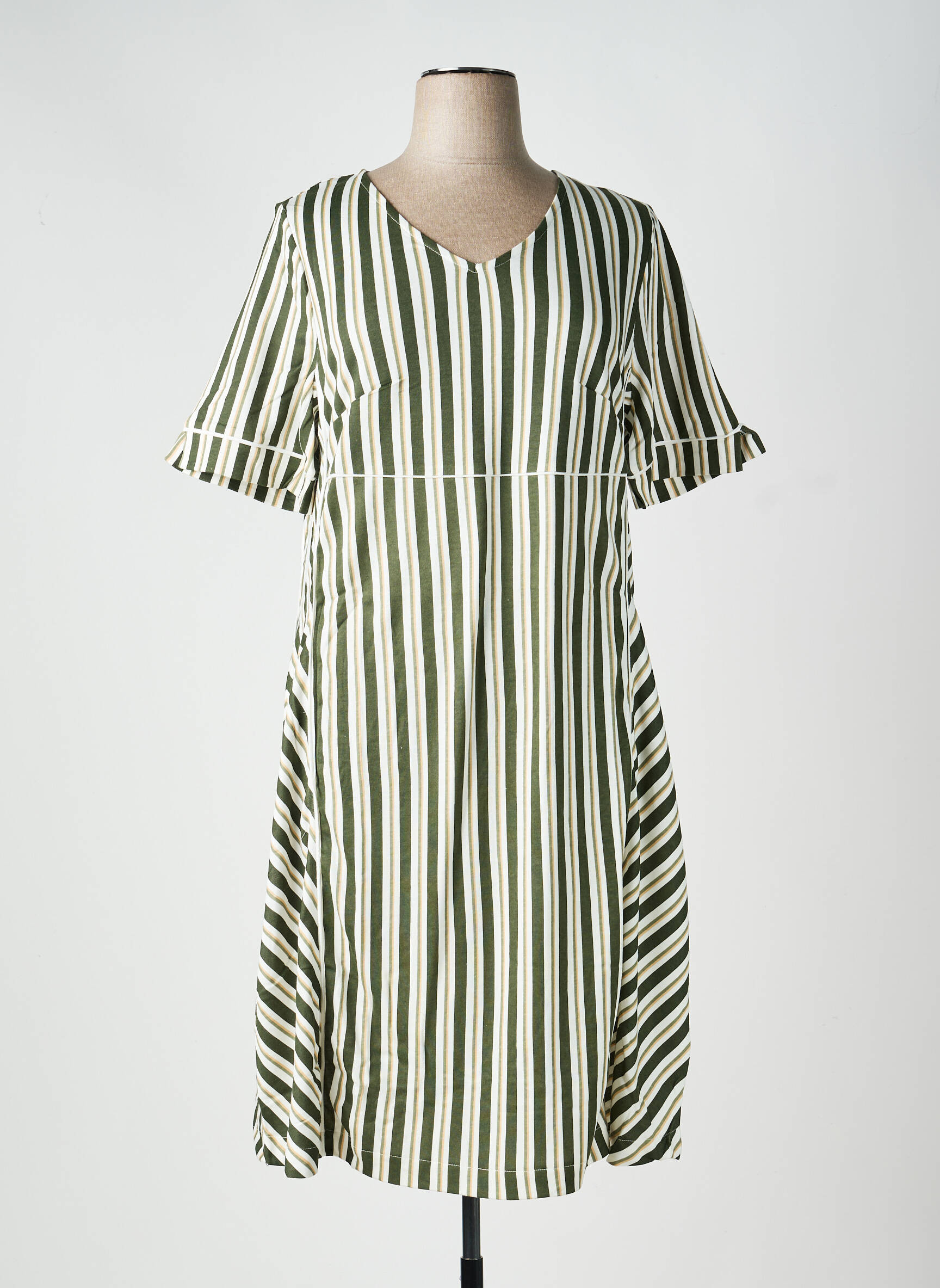 Robe mi-longue manches courtes manches courtes vert SHEEGO femme