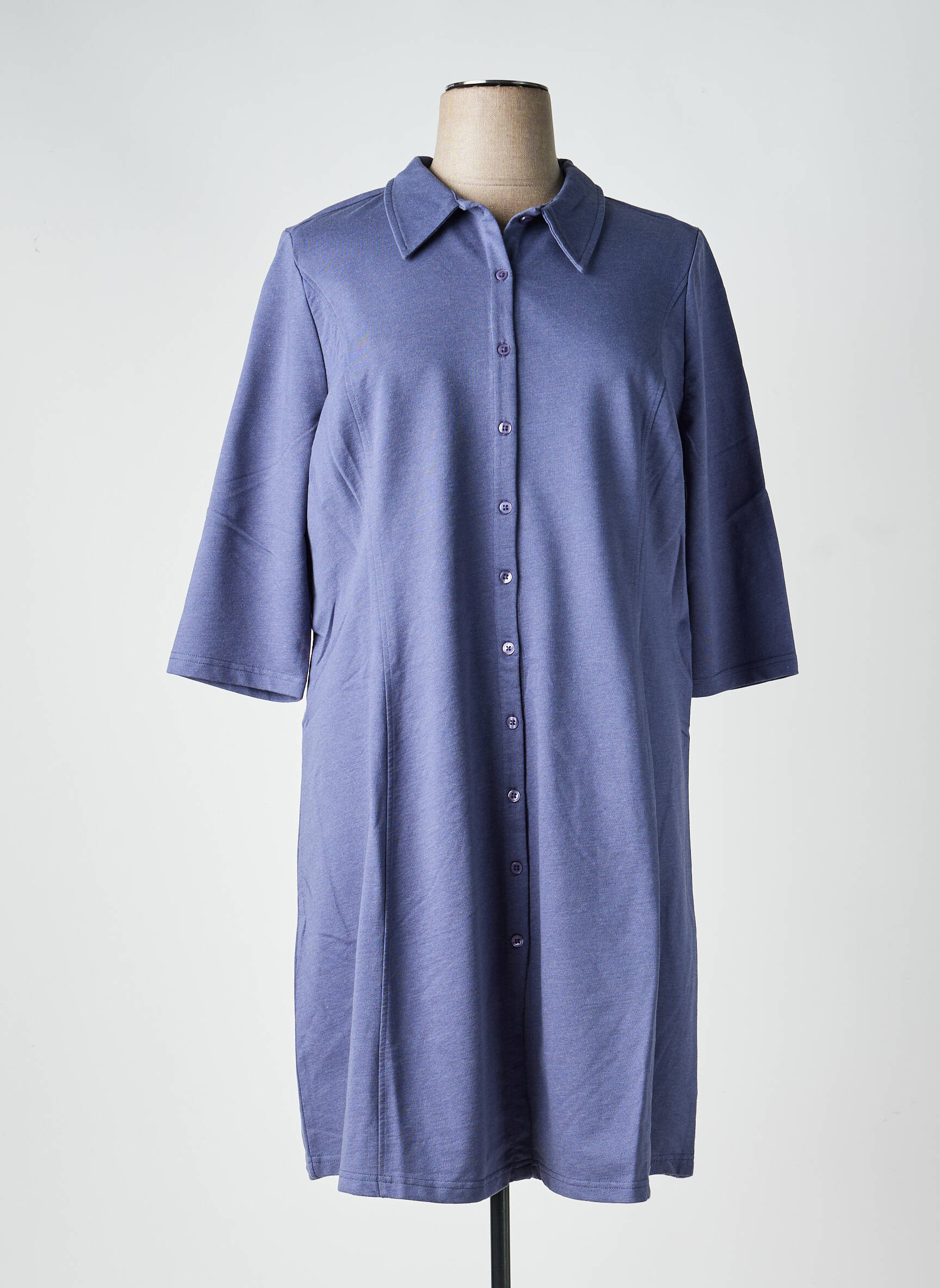 Robe mi-longue manches longues manches longues bleu SHEEGO femme