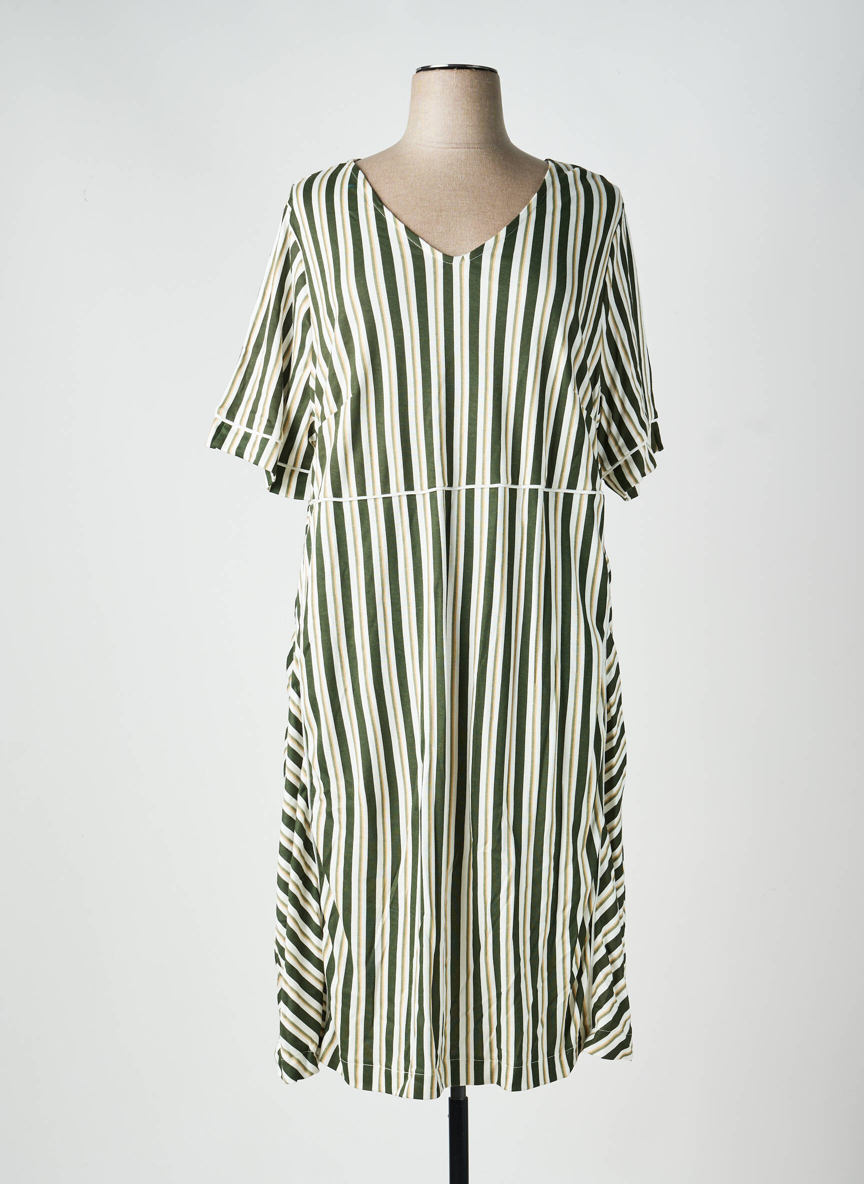 Robe mi-longue coupe fluide manches courtes vert SHEEGO femme