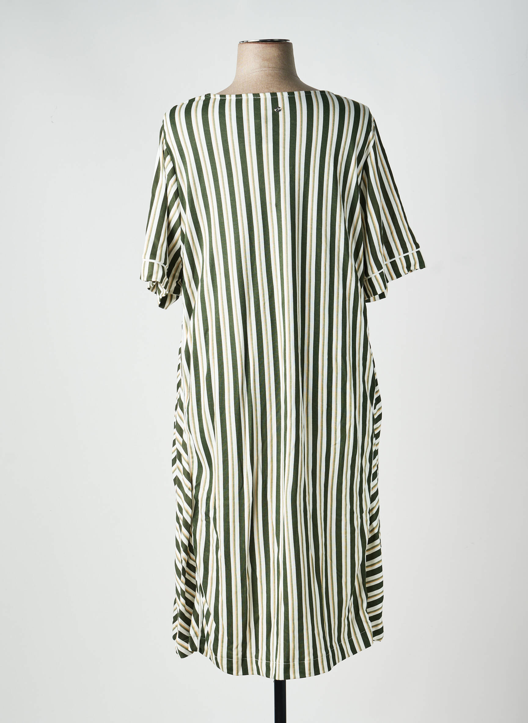 Robe mi-longue coupe fluide manches courtes vert SHEEGO femme