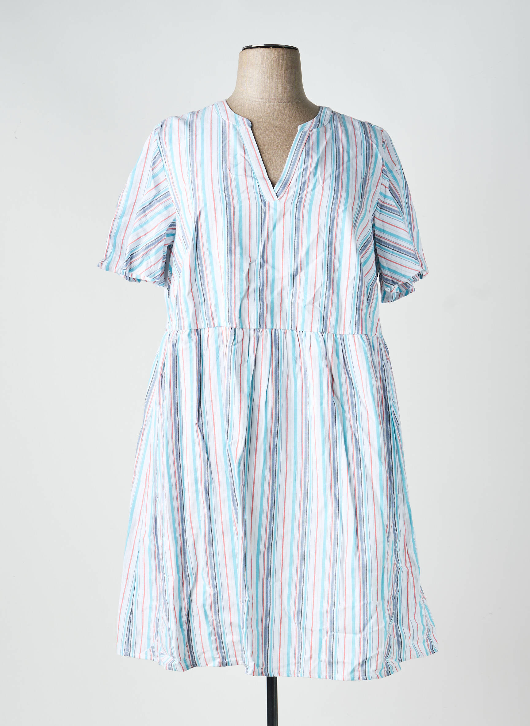 Robe mi-longue manches courtes manches courtes blanc SHEEGO femme