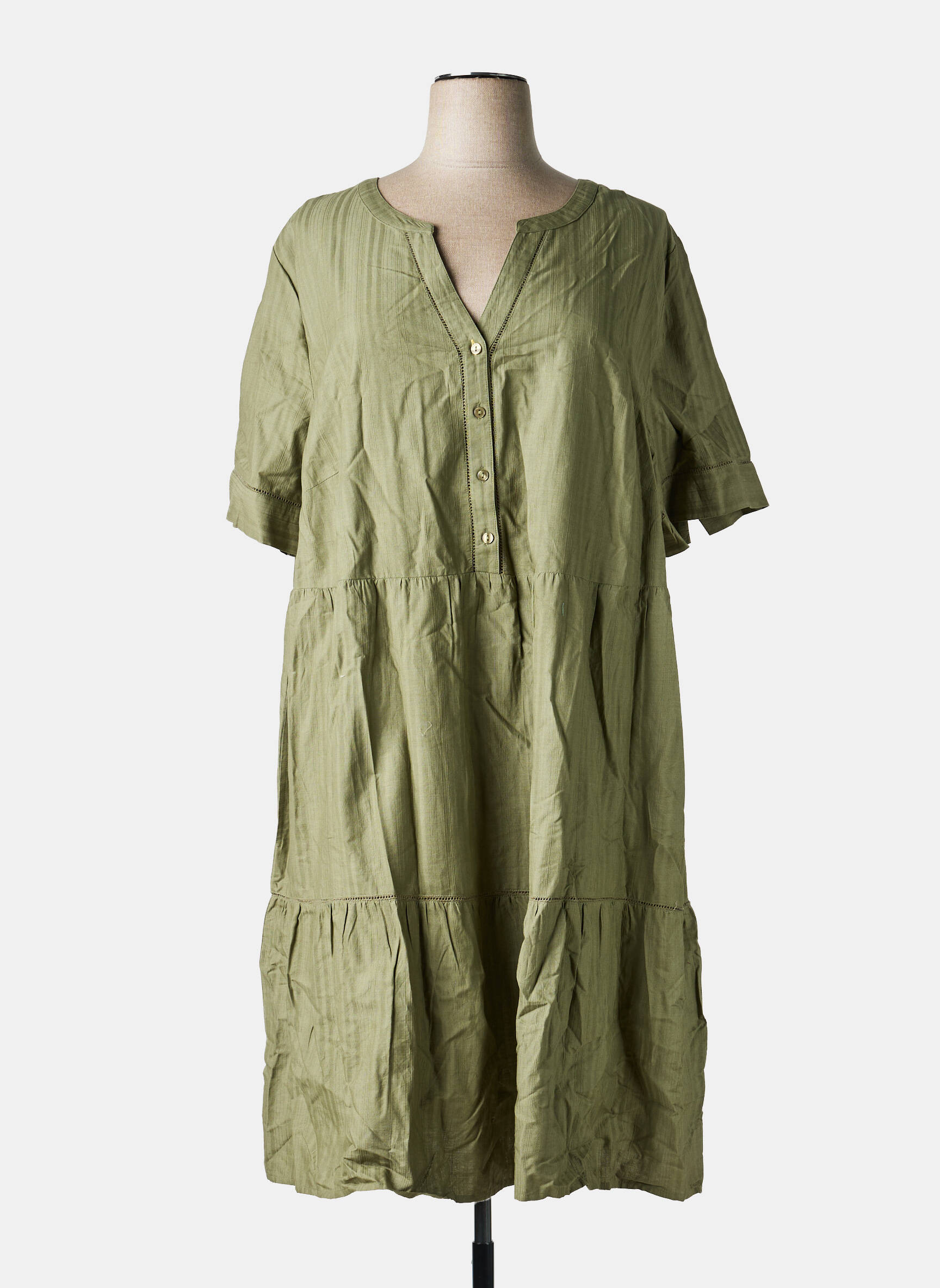 Robe mi-longue manches courtes manches courtes vert SHEEGO femme