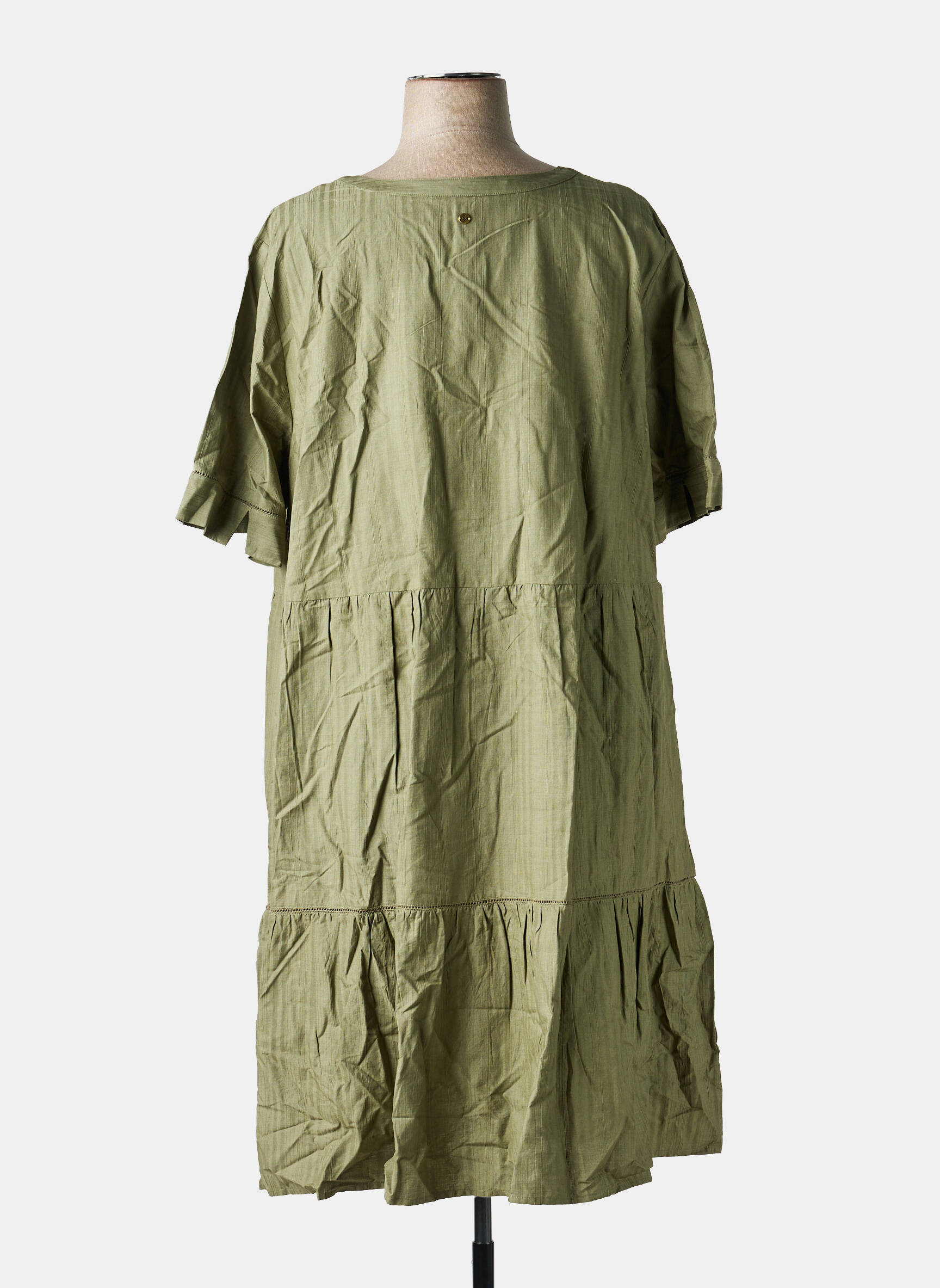 Robe mi-longue manches courtes manches courtes vert SHEEGO femme