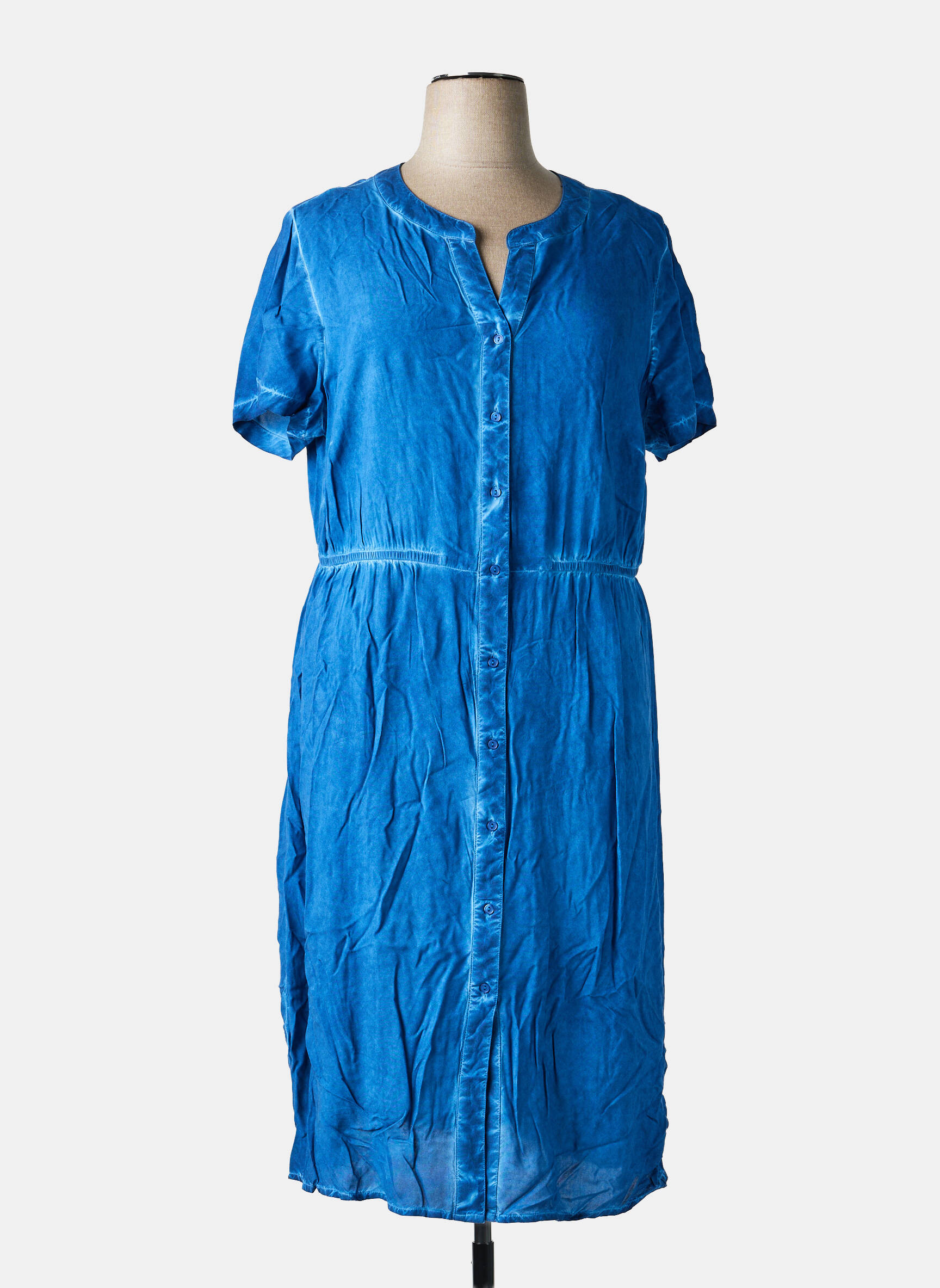 Robe mi-longue manches courtes manches courtes bleu SHEEGO femme