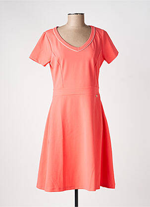 Robe mi-longue tissage crêpe manches courtes rose LE PETIT BAIGNEUR femme