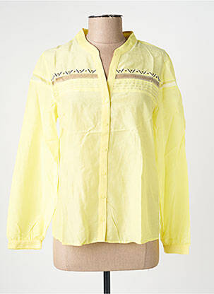 Chemisier tissage popeline manches longues jaune ONE STEP femme