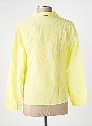Chemisier tissage popeline manches longues jaune ONE STEP femme