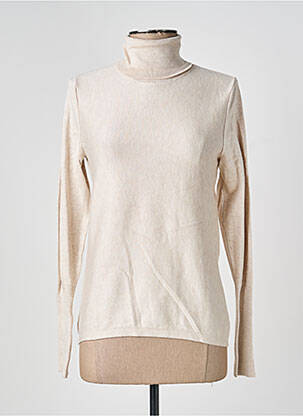 Pull col roulé tissage chiné manches longues beige RESERVED femme