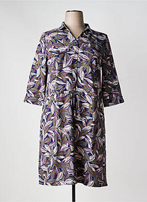 Robe mi-longue coupe fluide manches longues bleu DAMART femme