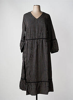 Robe longue manches longues manches longues noir SHEEGO femme
