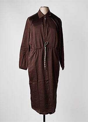 Robe longue manches longues manches longues marron SHEEGO femme