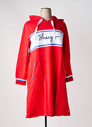 Robe pull coupe droite manches longues rouge SHEEGO femme