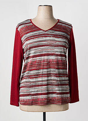 Pull tissage chiné manches longues rouge DAMART femme