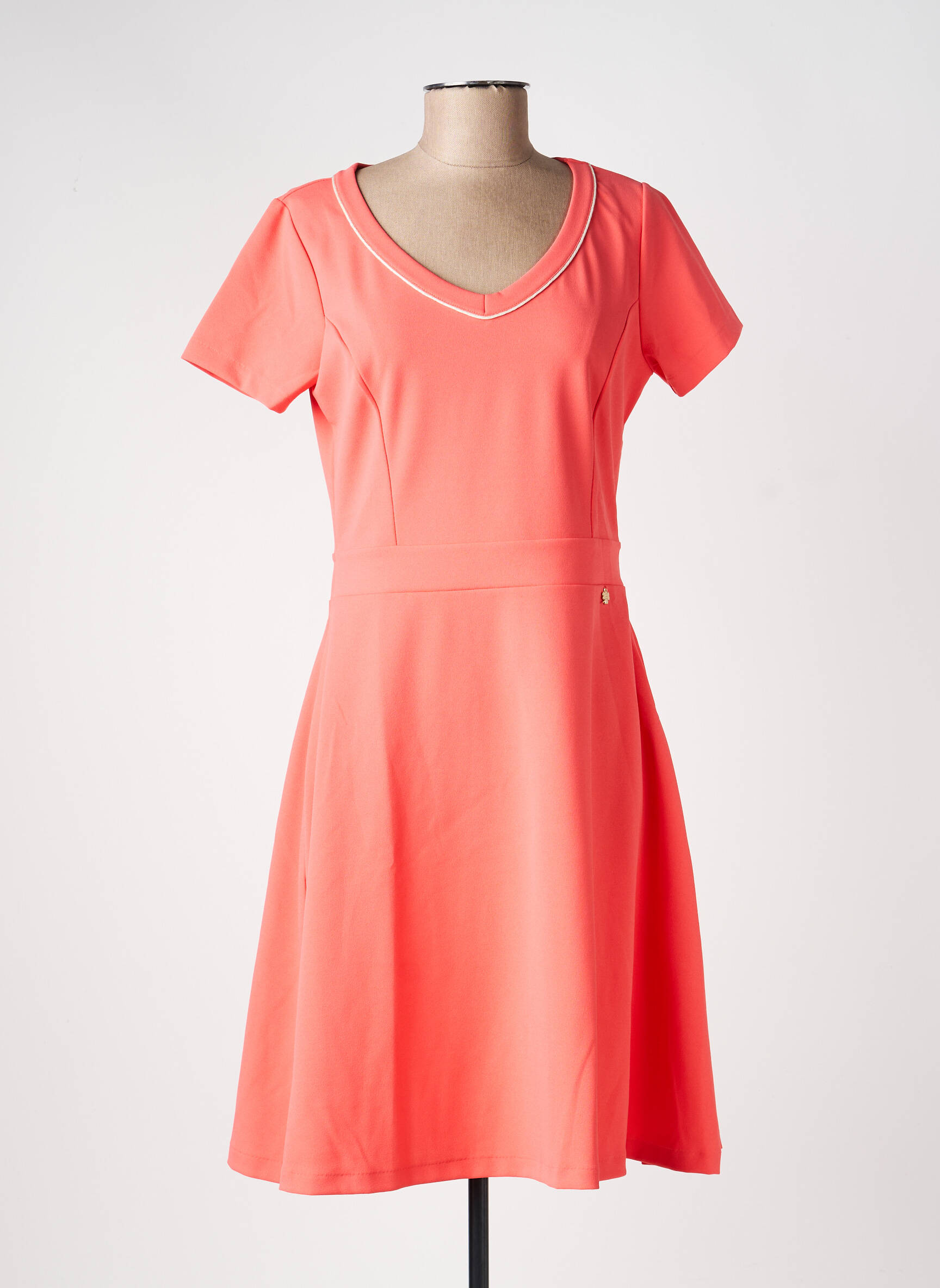 Robe mi-longue tissage crêpe manches courtes rose LE PETIT BAIGNEUR femme