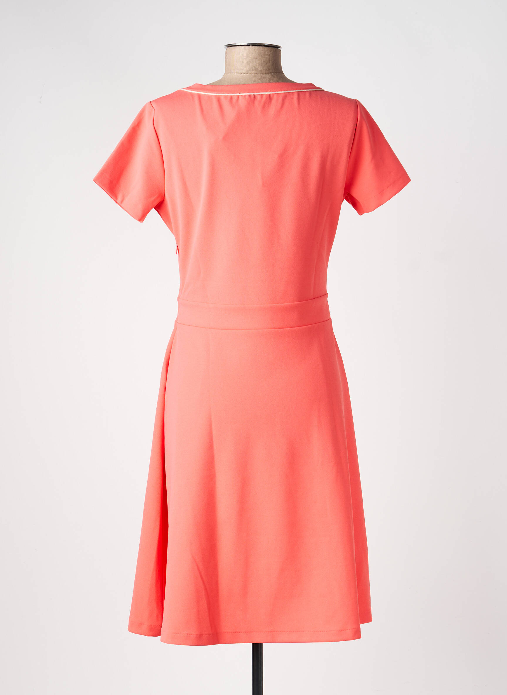 Robe mi-longue tissage crêpe manches courtes rose LE PETIT BAIGNEUR femme