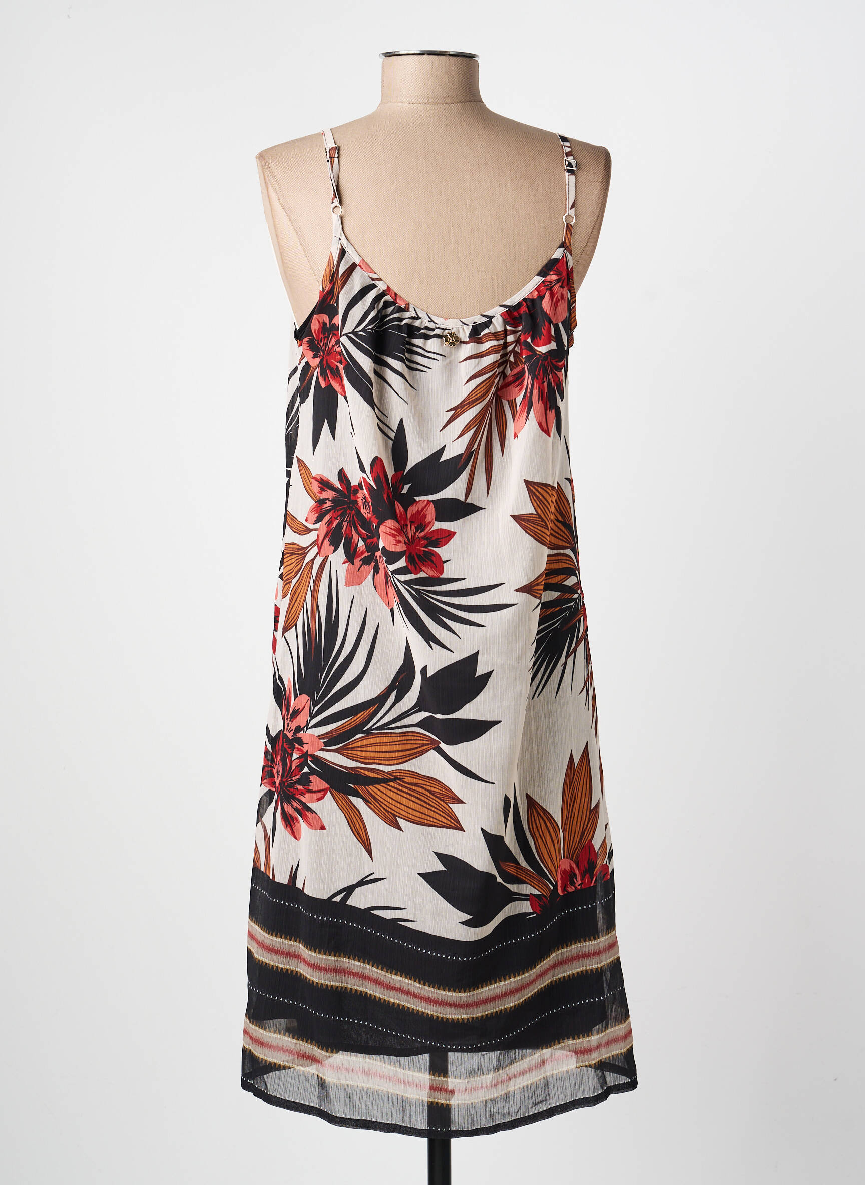 Robe mi-longue coupe fluide fines bretelles beige LE PETIT BAIGNEUR femme