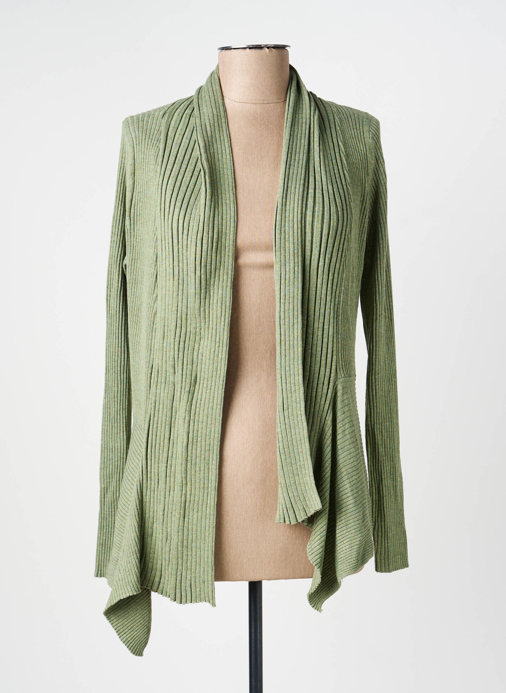 Gilet manches longues col châle vert ESPRIT femme