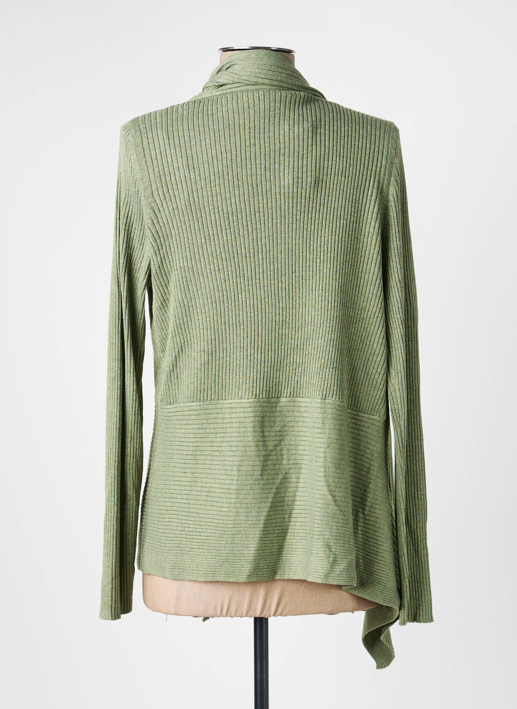 Gilet manches longues col châle vert ESPRIT femme