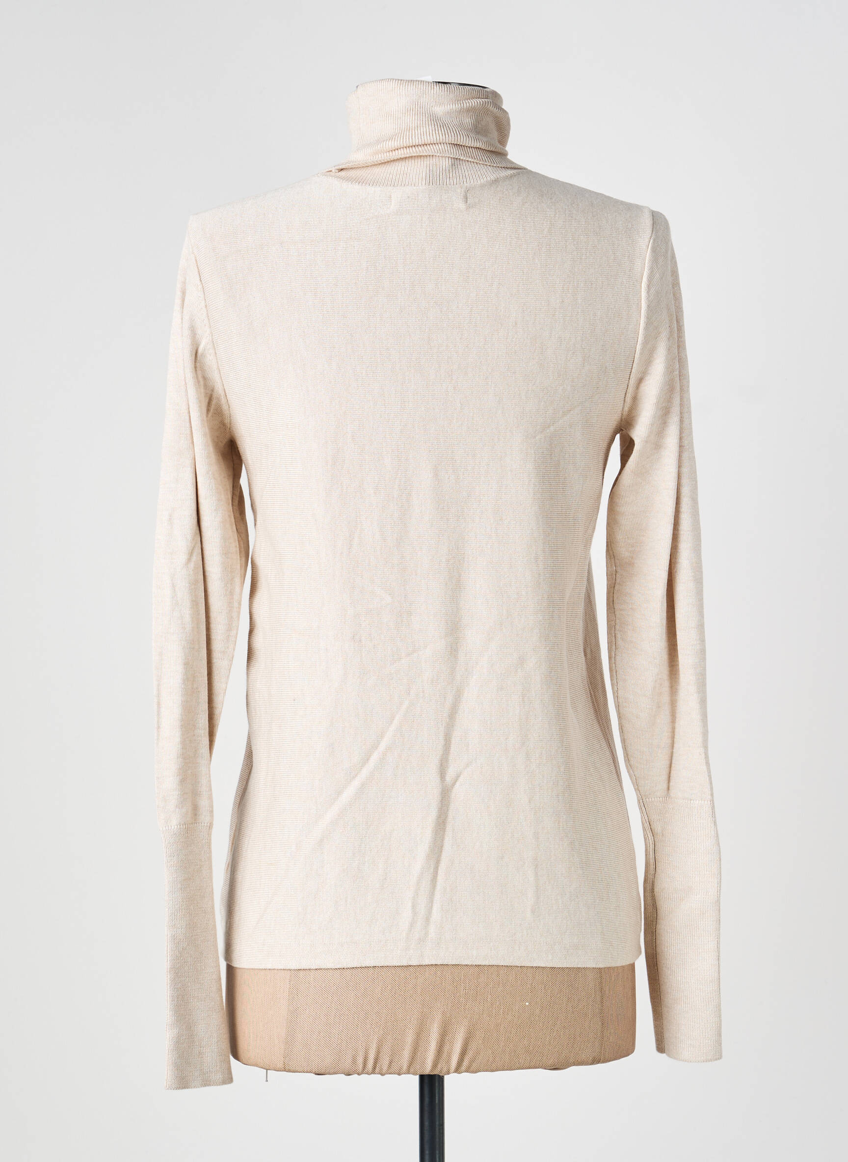 Pull col roulé tissage chiné manches longues beige RESERVED femme