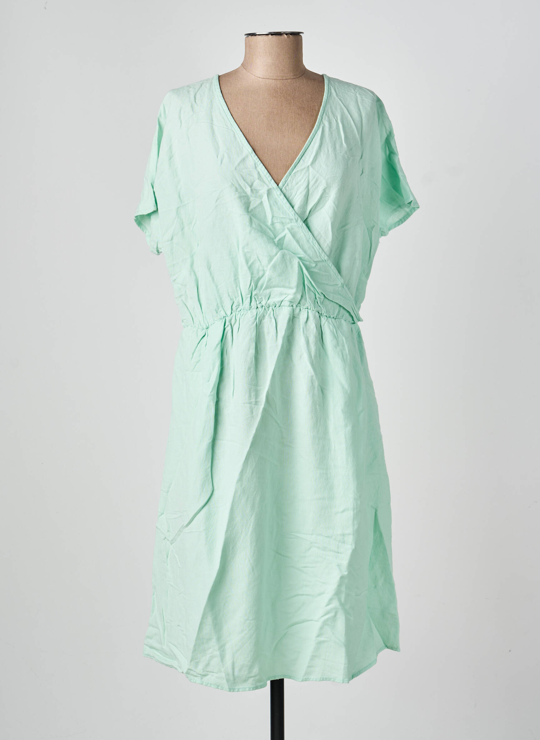 Robe mi-longue manches courtes manches courtes vert SHEEGO femme