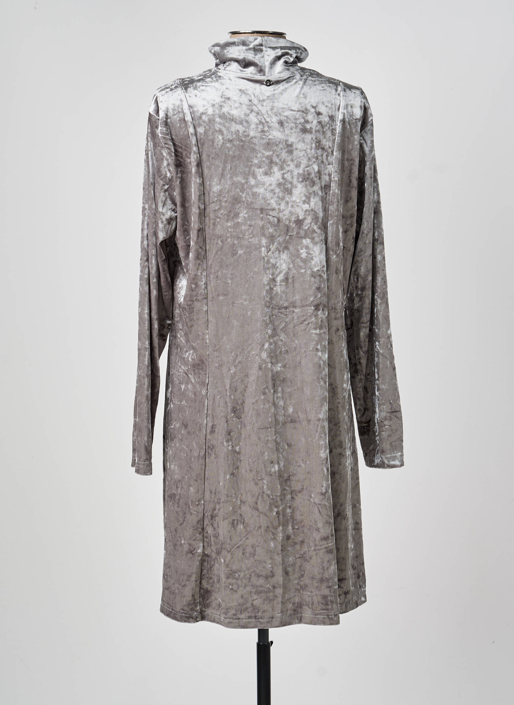 Robe mi-longue coupe fluide manches longues gris SHEEGO femme
