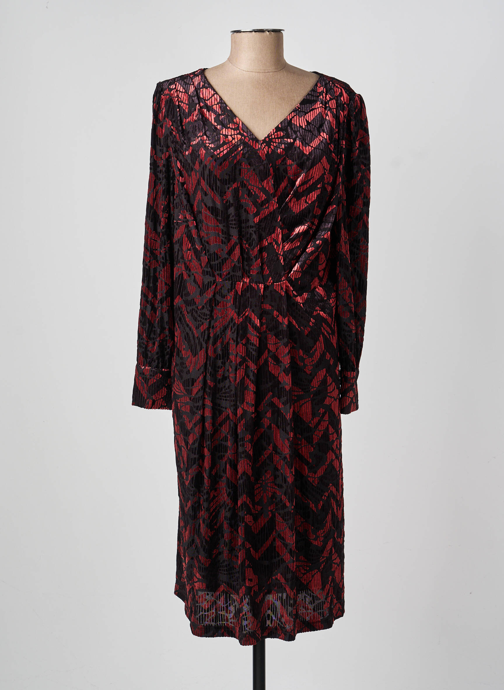 Robe mi-longue coupe fluide manches longues noir DAMART femme