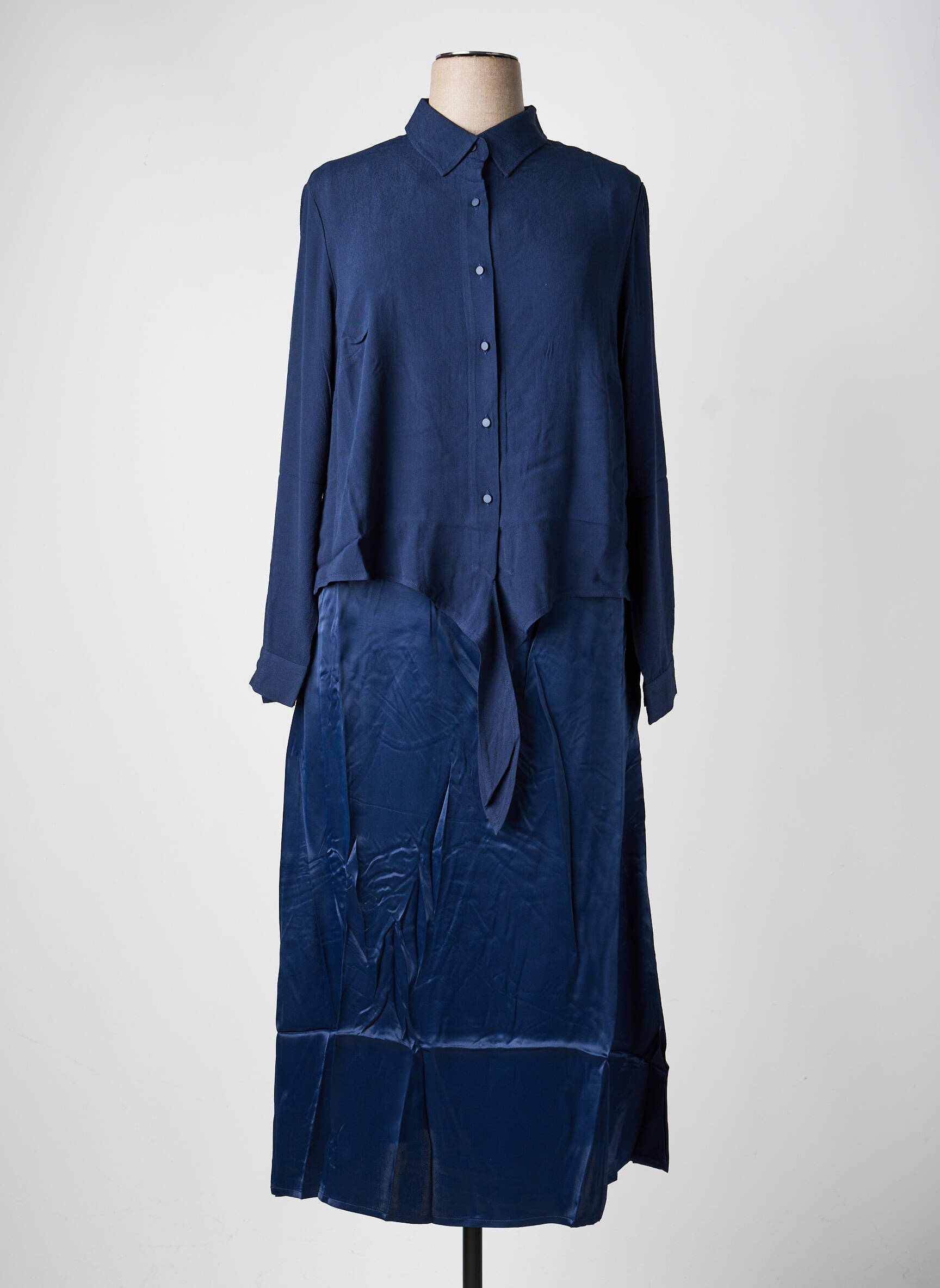 Robe longue manches longues manches longues bleu SHEEGO femme