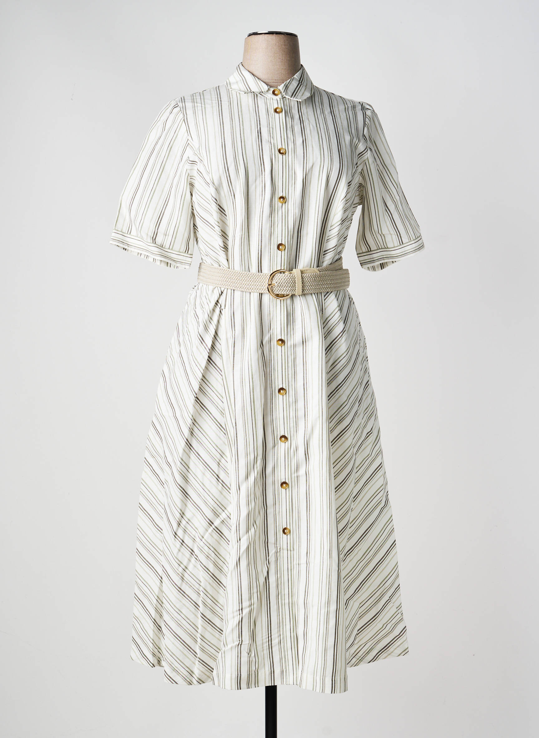 Robe longue manches courtes manches courtes blanc SHEEGO femme