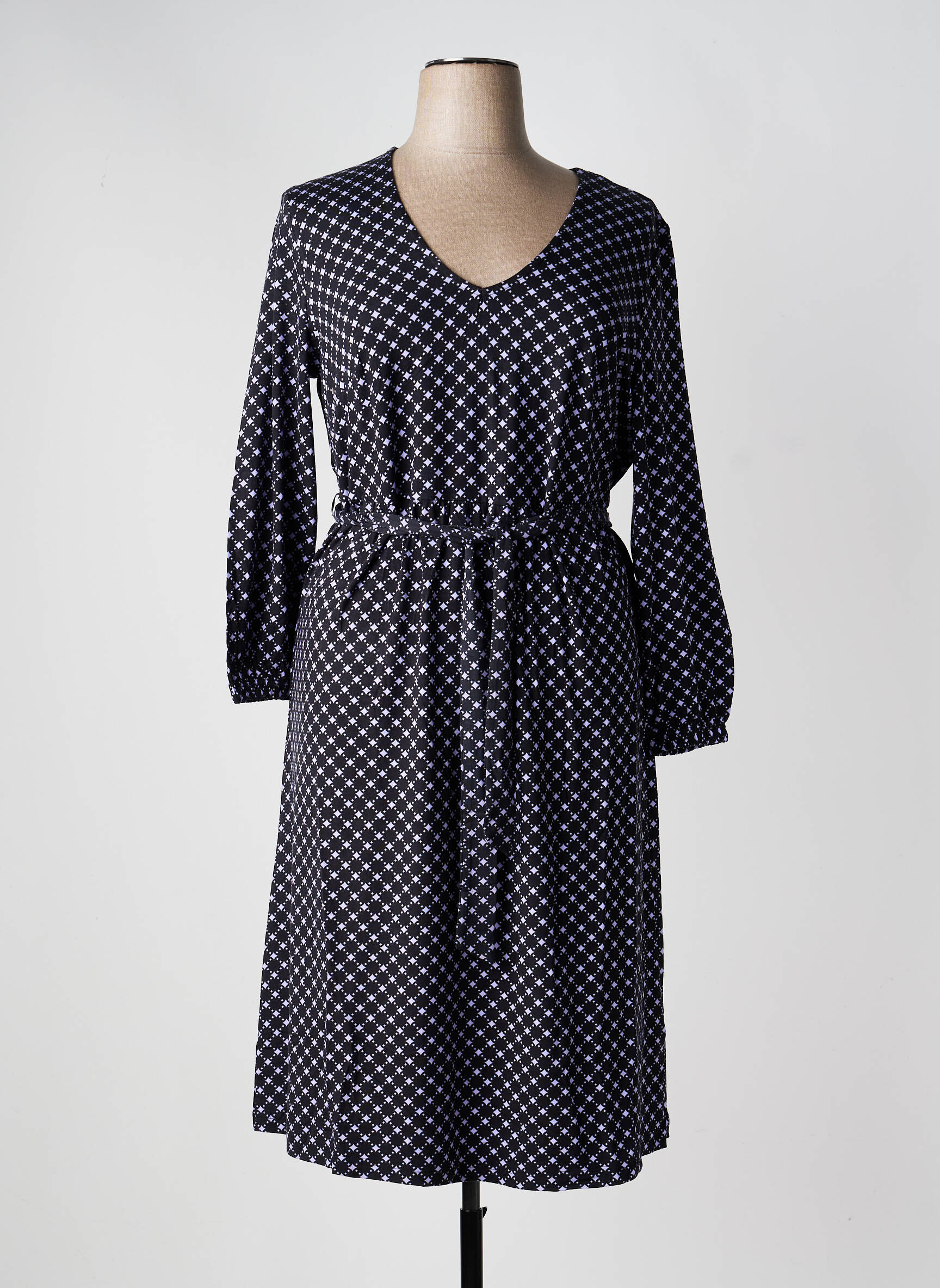 Robe longue manches longues manches longues noir SHEEGO femme