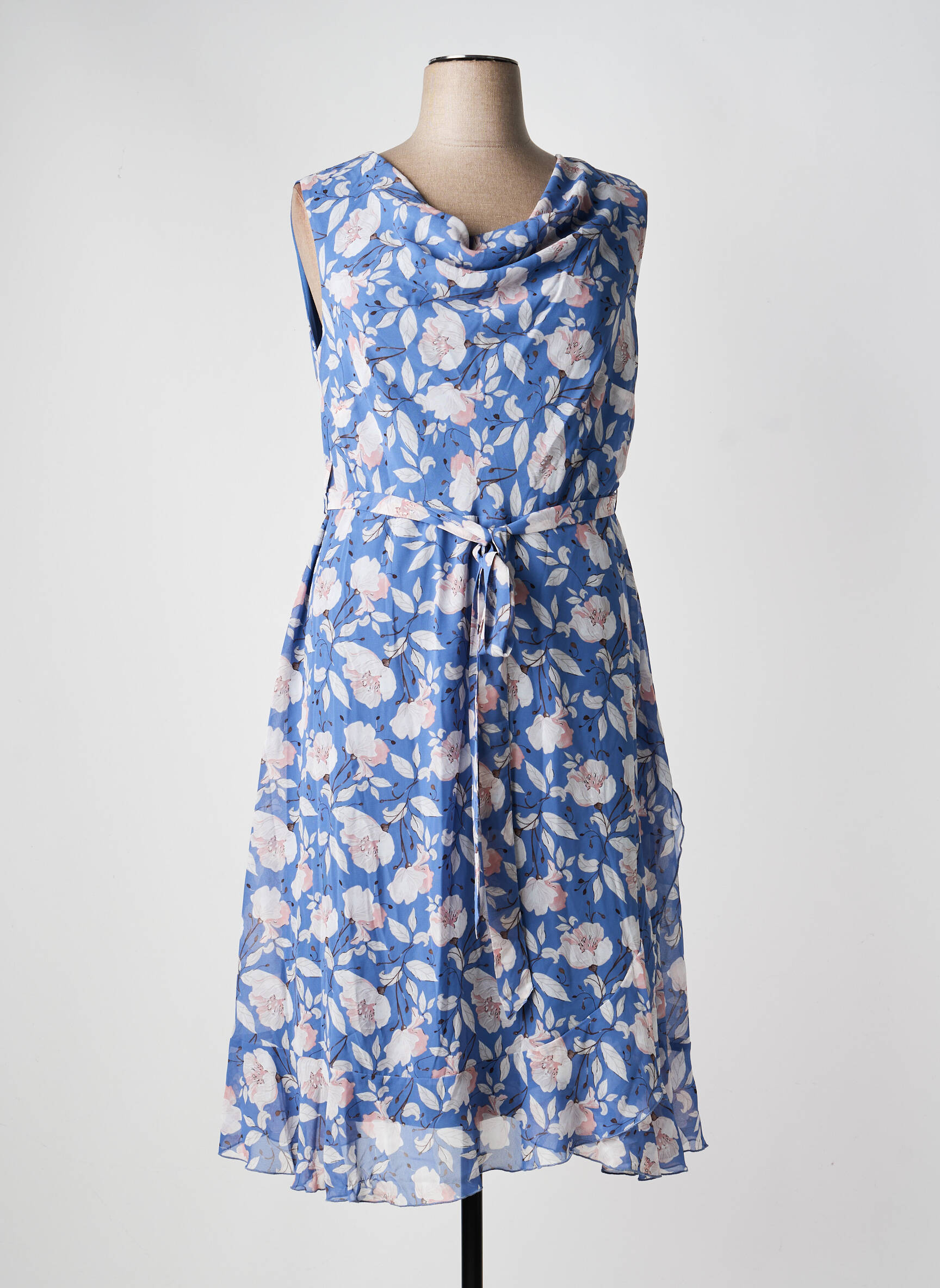 Robe mi-longue coupe fluide sans manche bleu SHEEGO femme