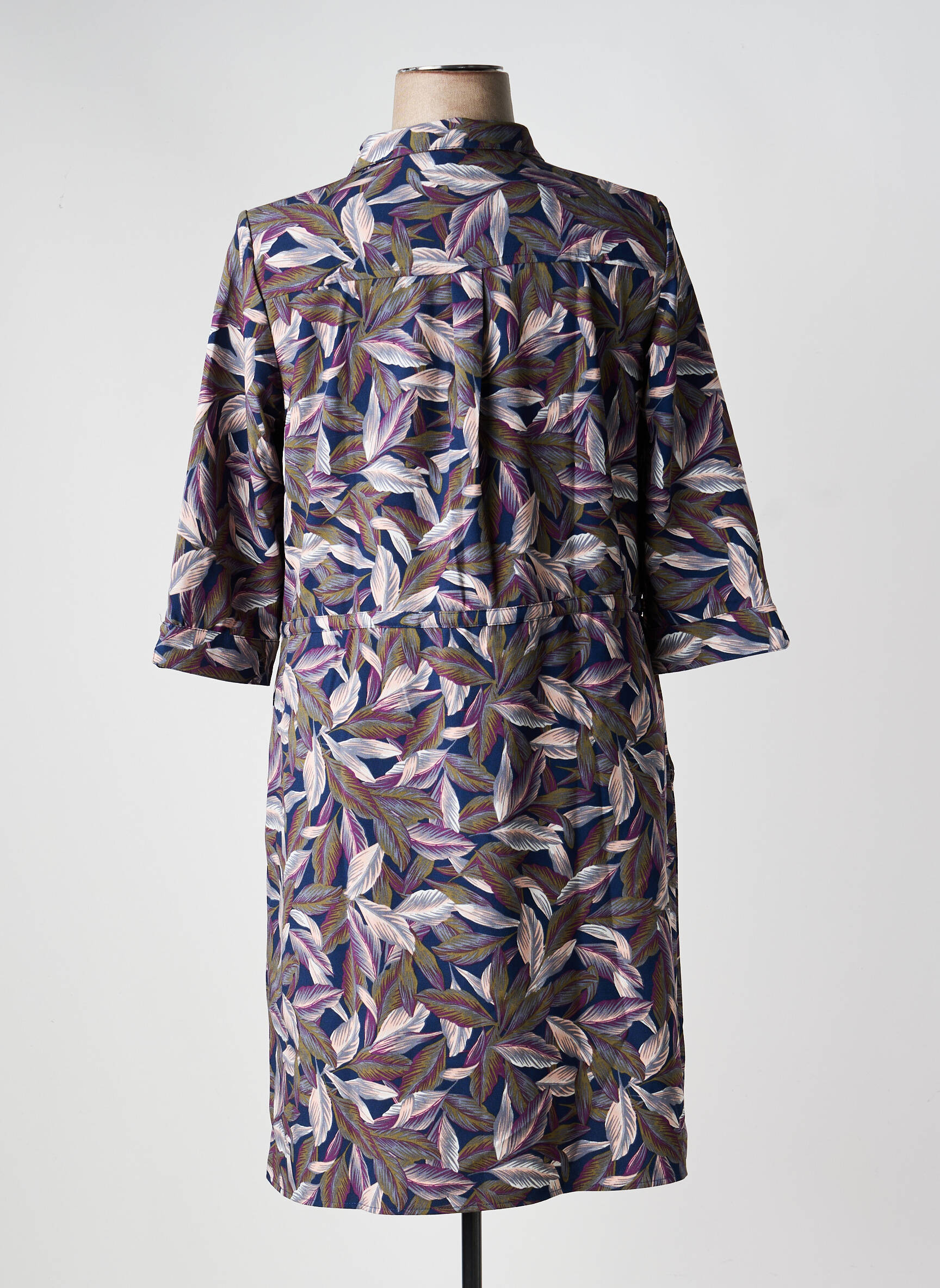 Robe mi-longue coupe fluide manches longues bleu DAMART femme