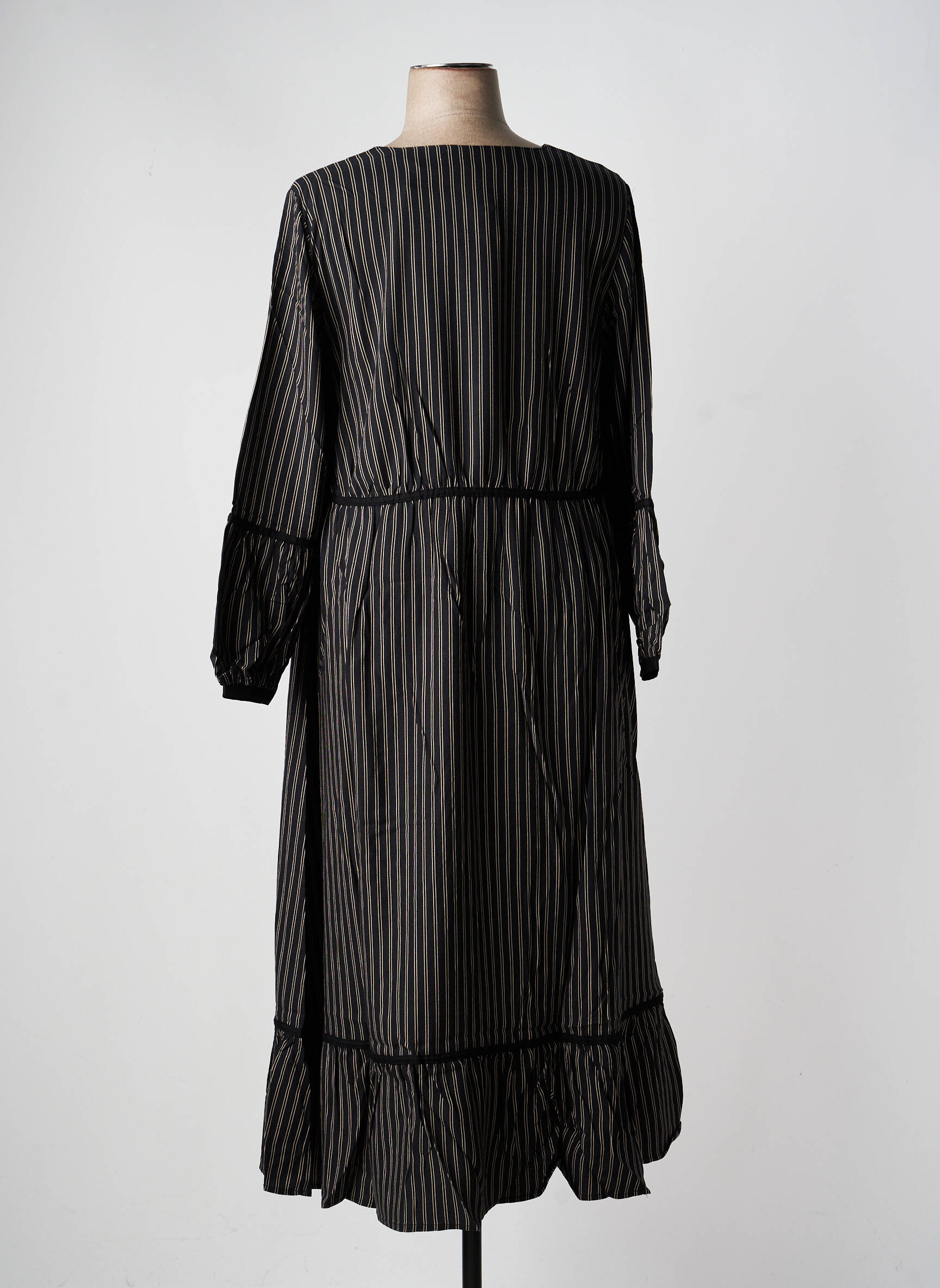 Robe longue manches longues manches longues noir SHEEGO femme