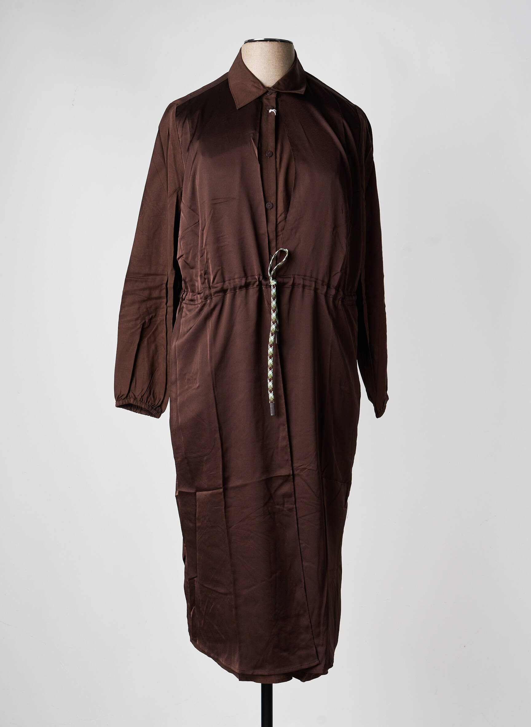Robe longue manches longues manches longues marron SHEEGO femme