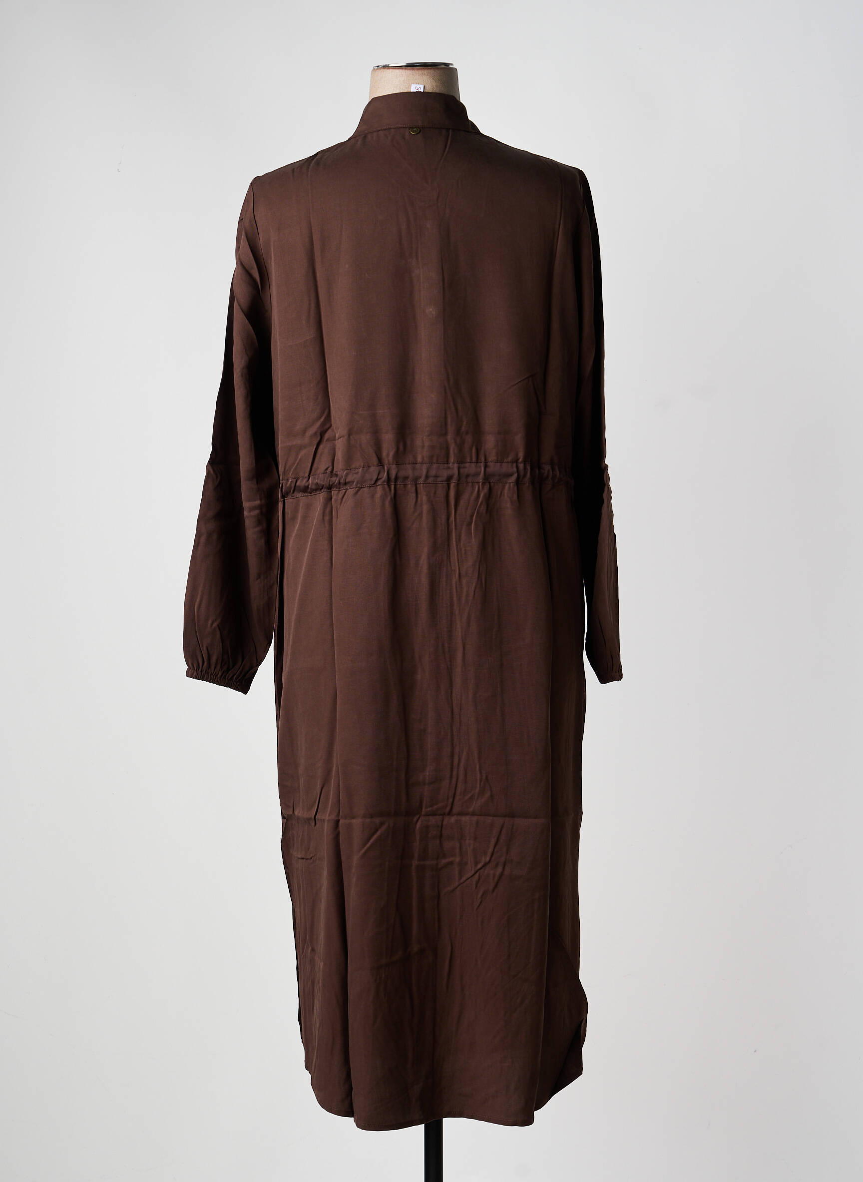 Robe longue manches longues manches longues marron SHEEGO femme