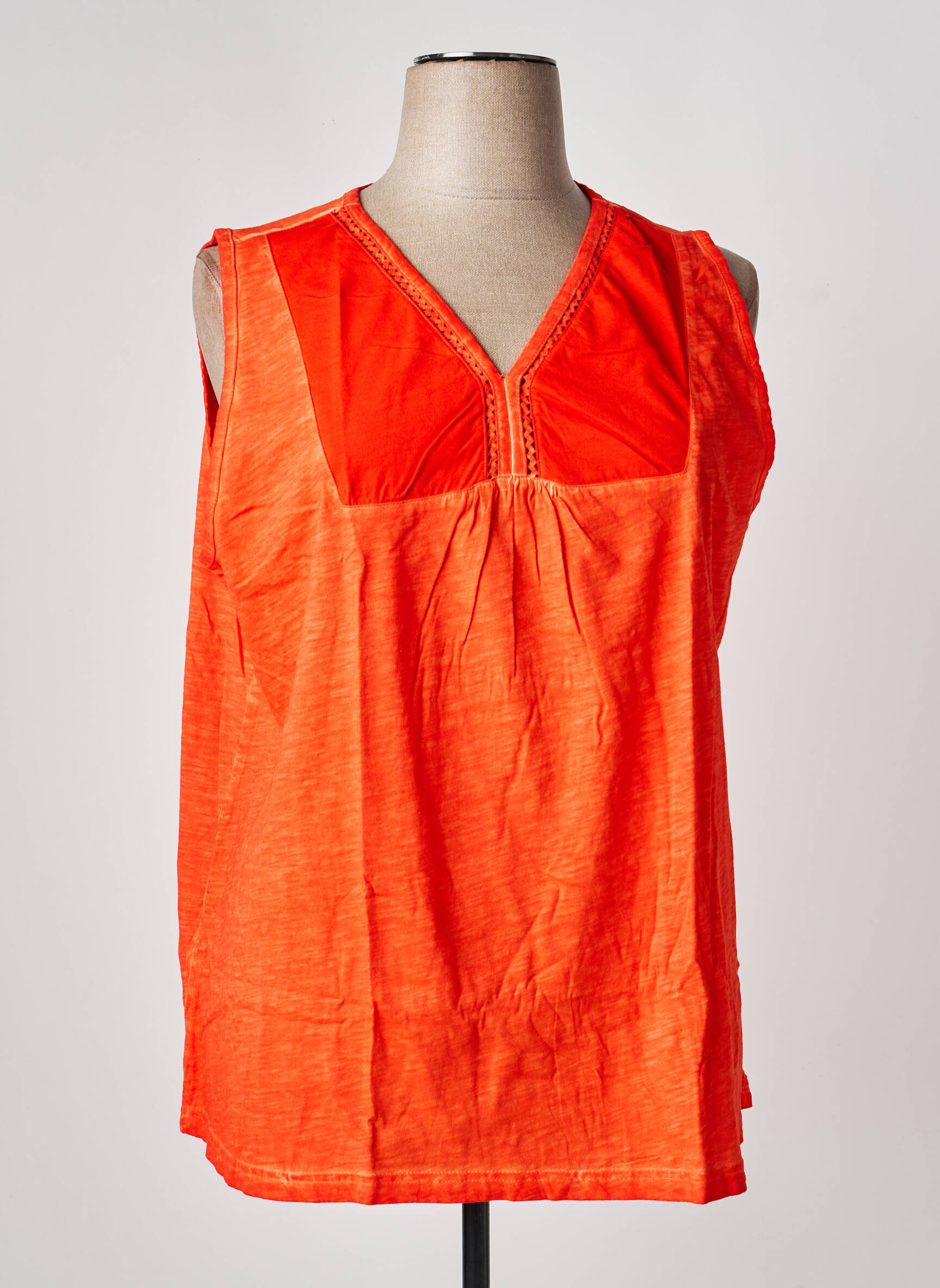 Top col v sans manche orange SHEEGO femme