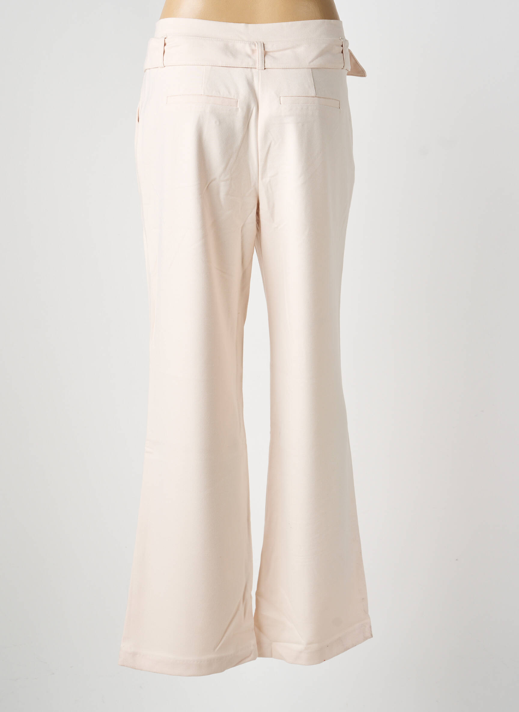 Pantalon flare fermeture zippée sous rabat avec crochet beige HEINE femme