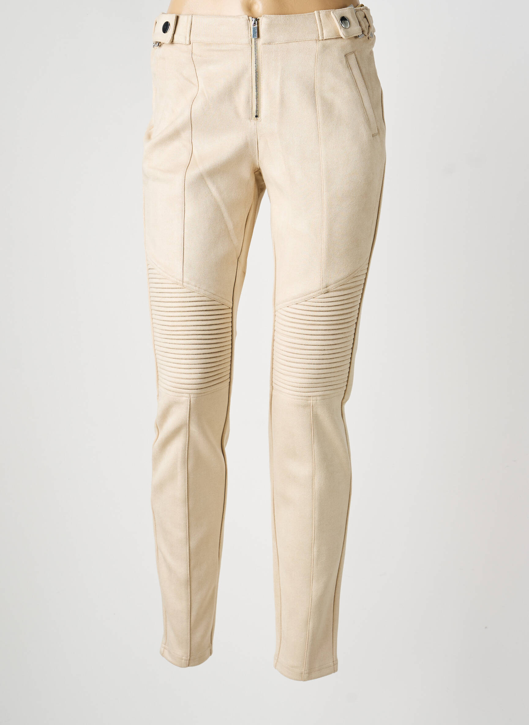 Pantalon slim taille élastique beige RICK CARDONA femme