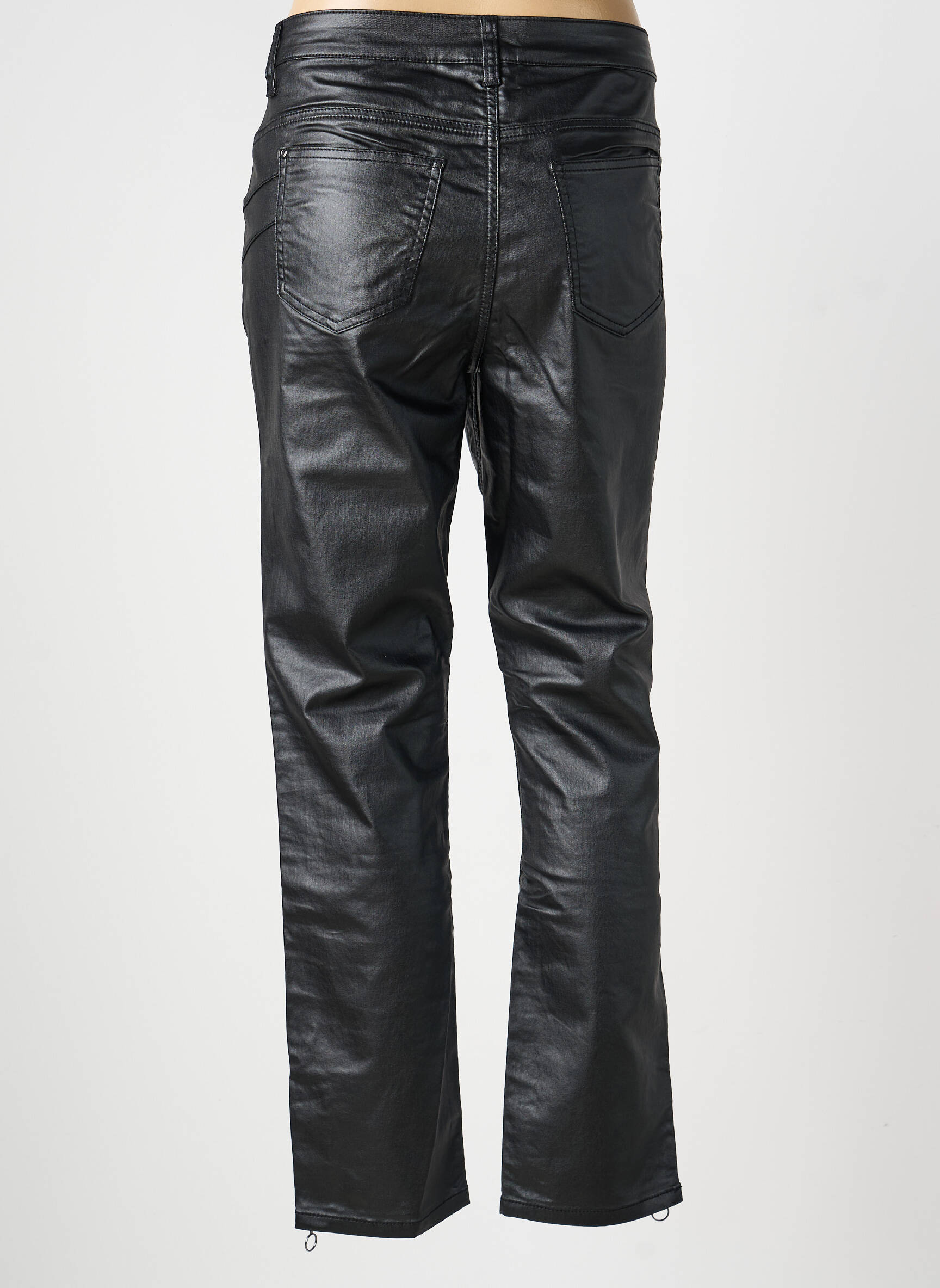 Pantalon droit fermeture zippée sous rabat boutonné noir HEINE femme