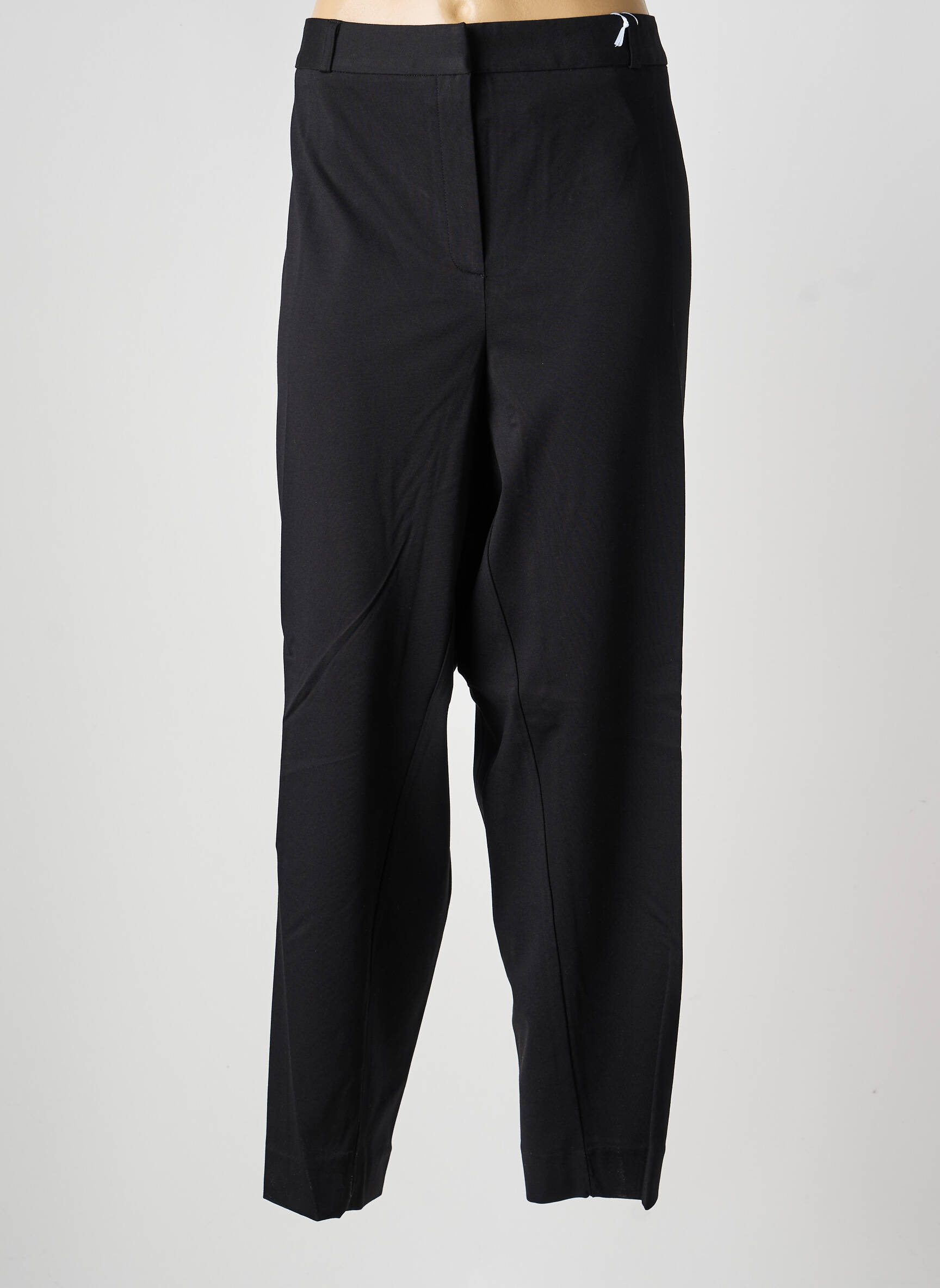 Pantalon droit fermeture zippée sous rabat avec crochet noir HEINE femme