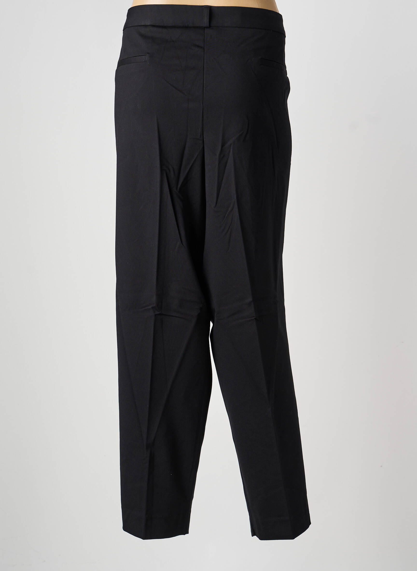 Pantalon droit fermeture zippée sous rabat avec crochet noir HEINE femme
