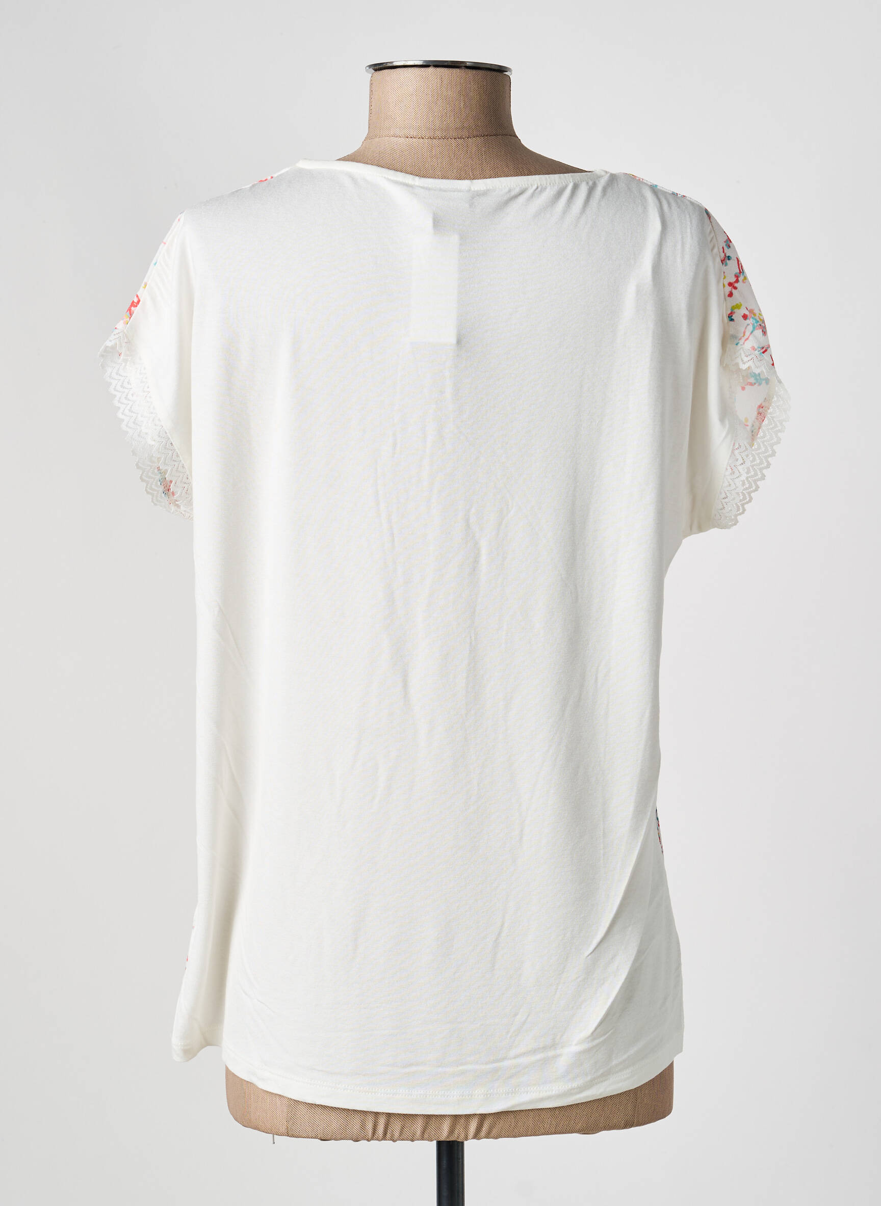 Top imprimé fantaisie manches courtes blanc DAMART femme