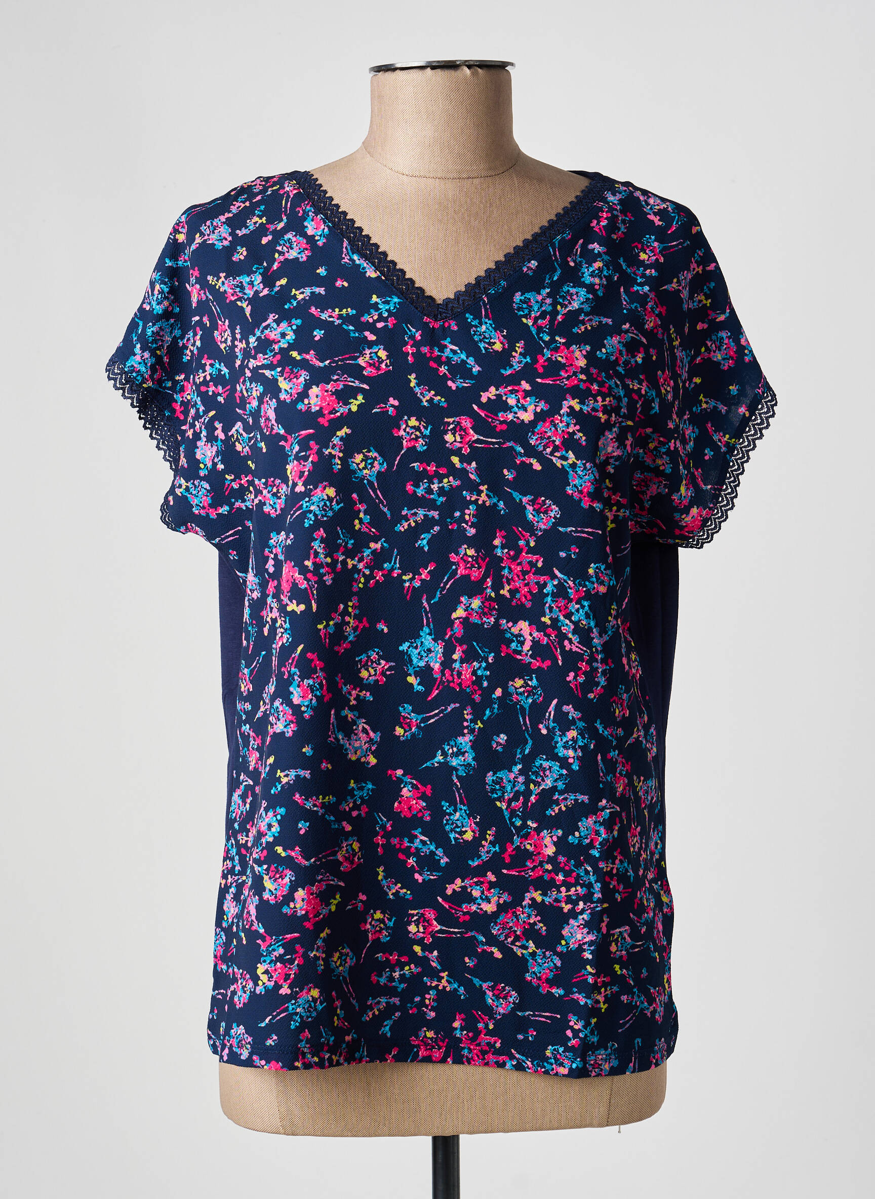 Top imprimé fantaisie manches courtes bleu DAMART femme