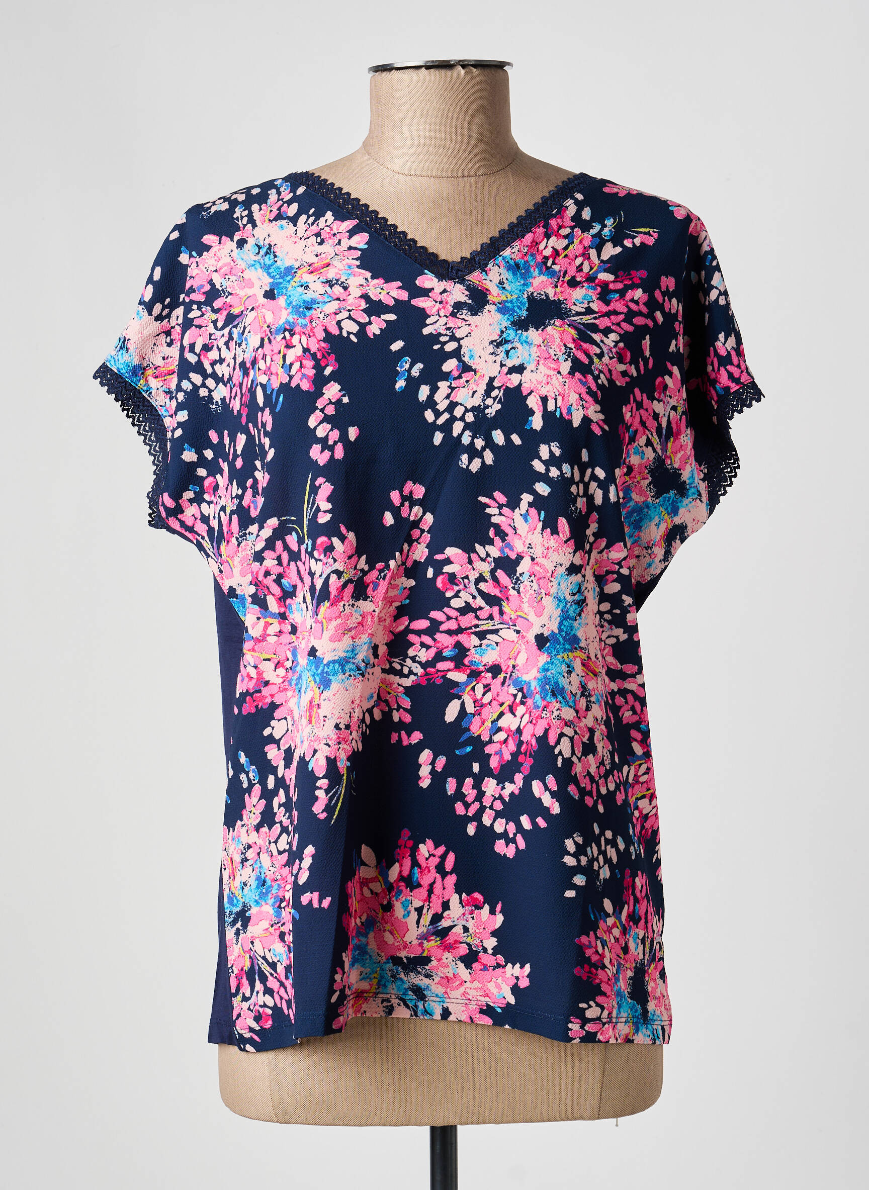Top imprimé fantaisie manches courtes bleu DAMART femme